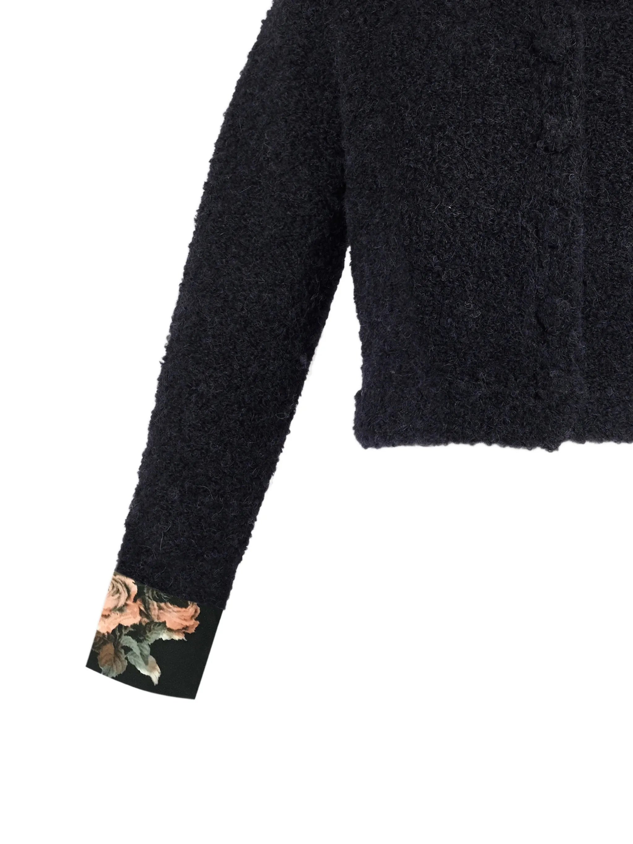 bouclé floral-cuff cardigan