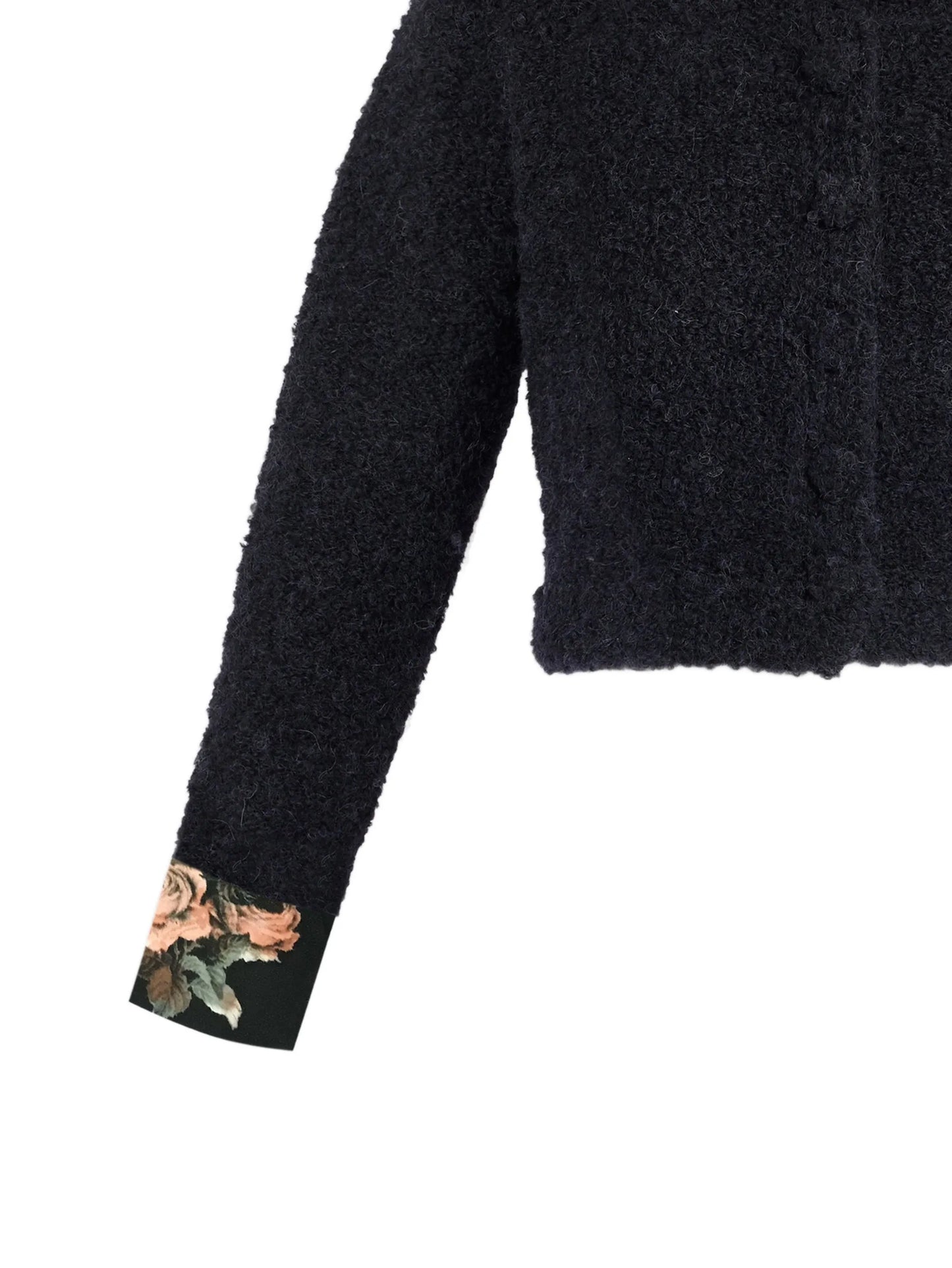 bouclé floral-cuff cardigan