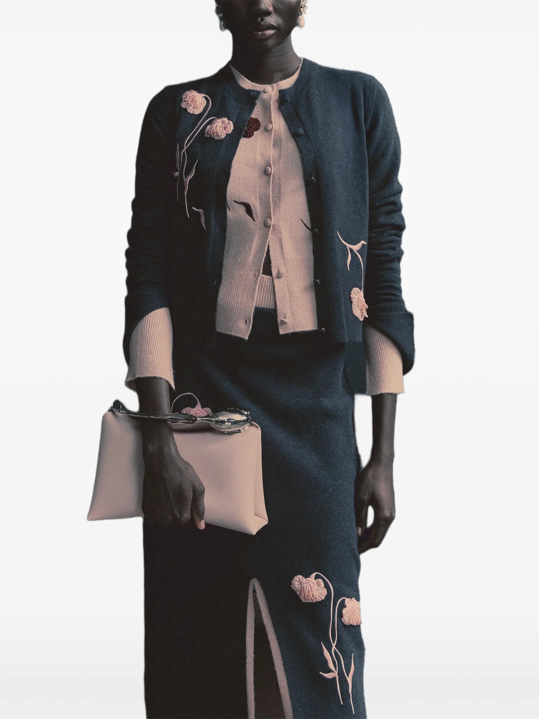 flower-embroidered skirt