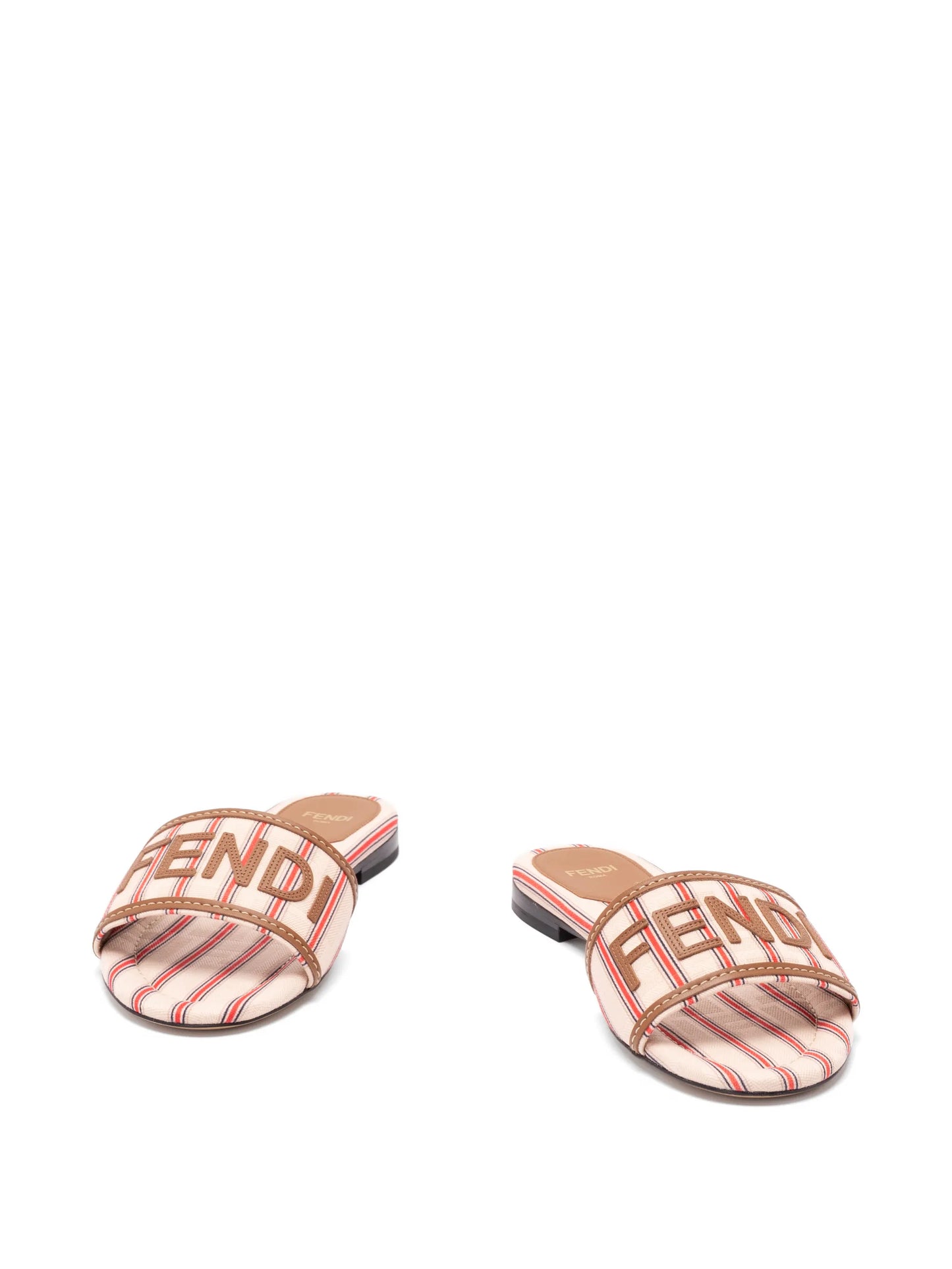 Sunshine striped logo-patch flat sandals