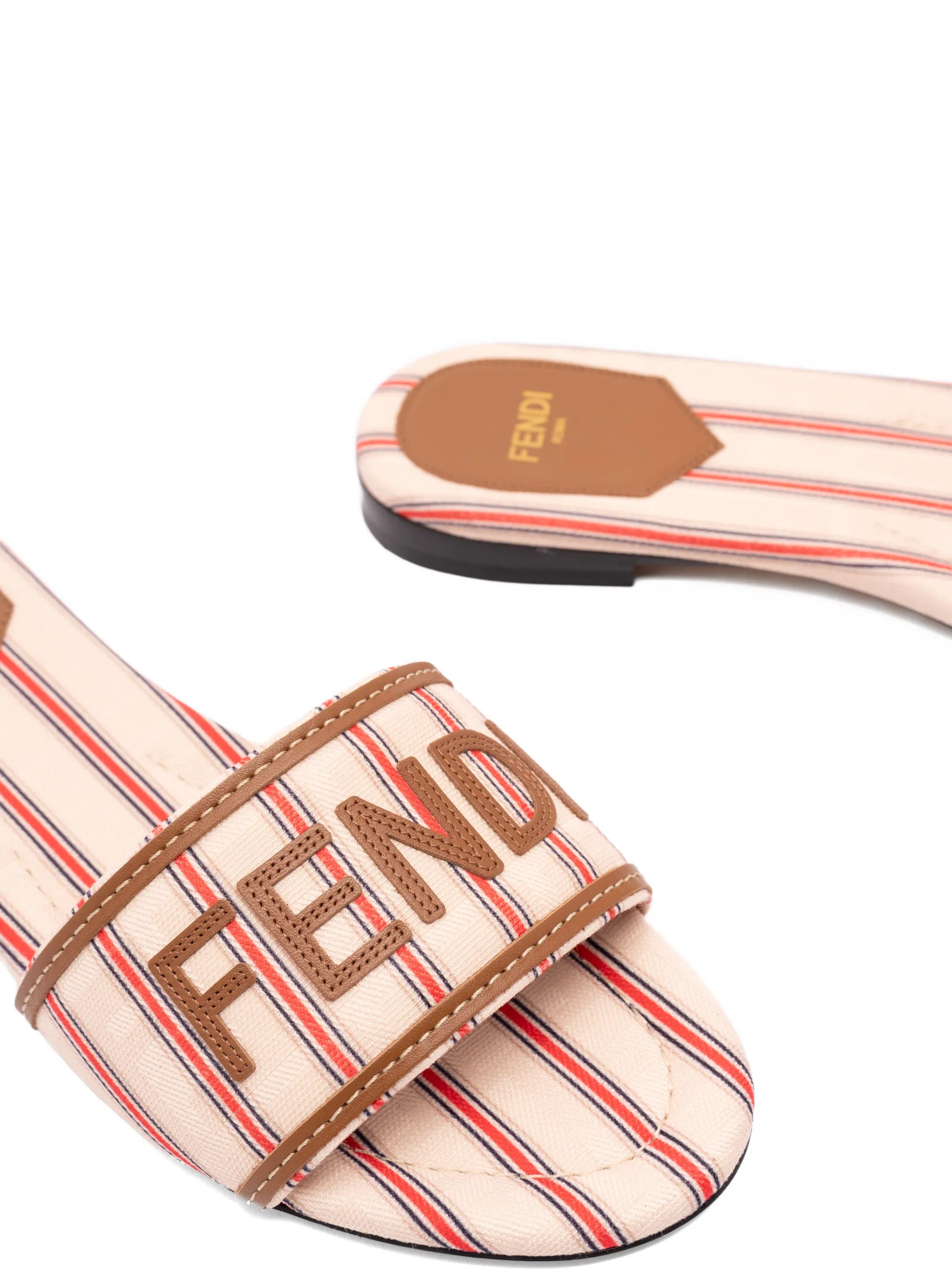 Sunshine striped logo-patch flat sandals