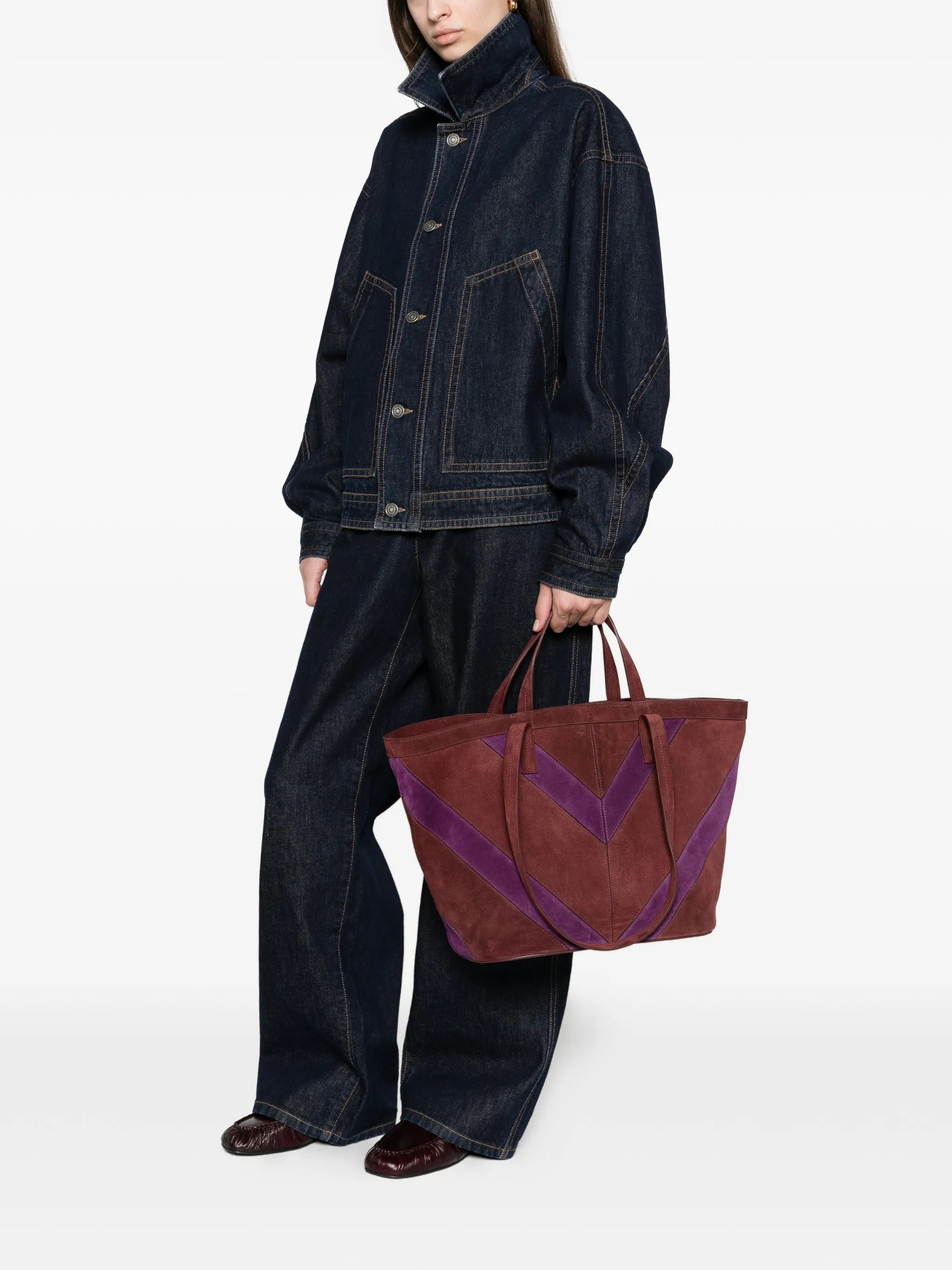 medium Trapezoid suede calfskin tote bag