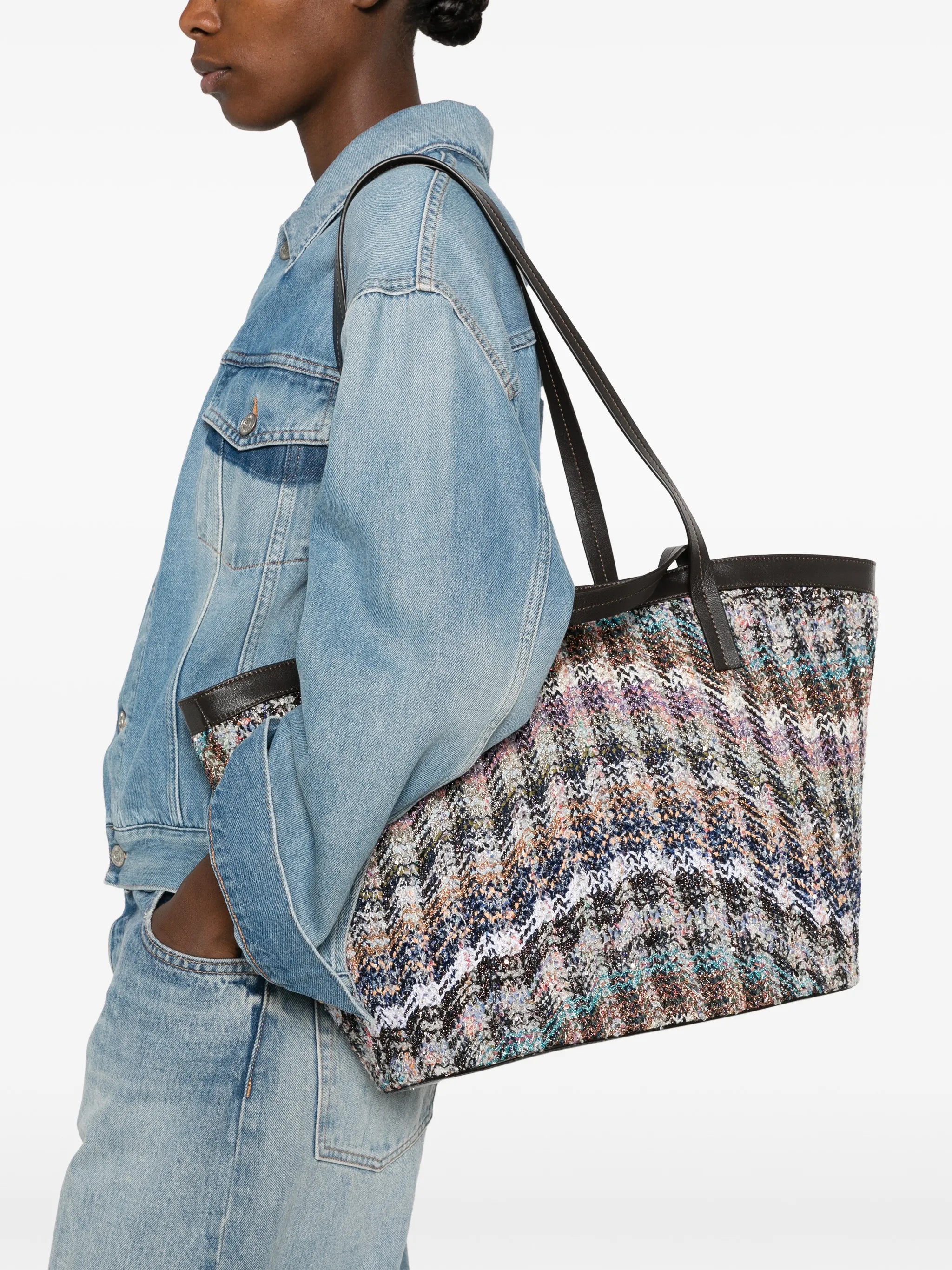 medium Caperdoni Wave trapezoid tote bag
