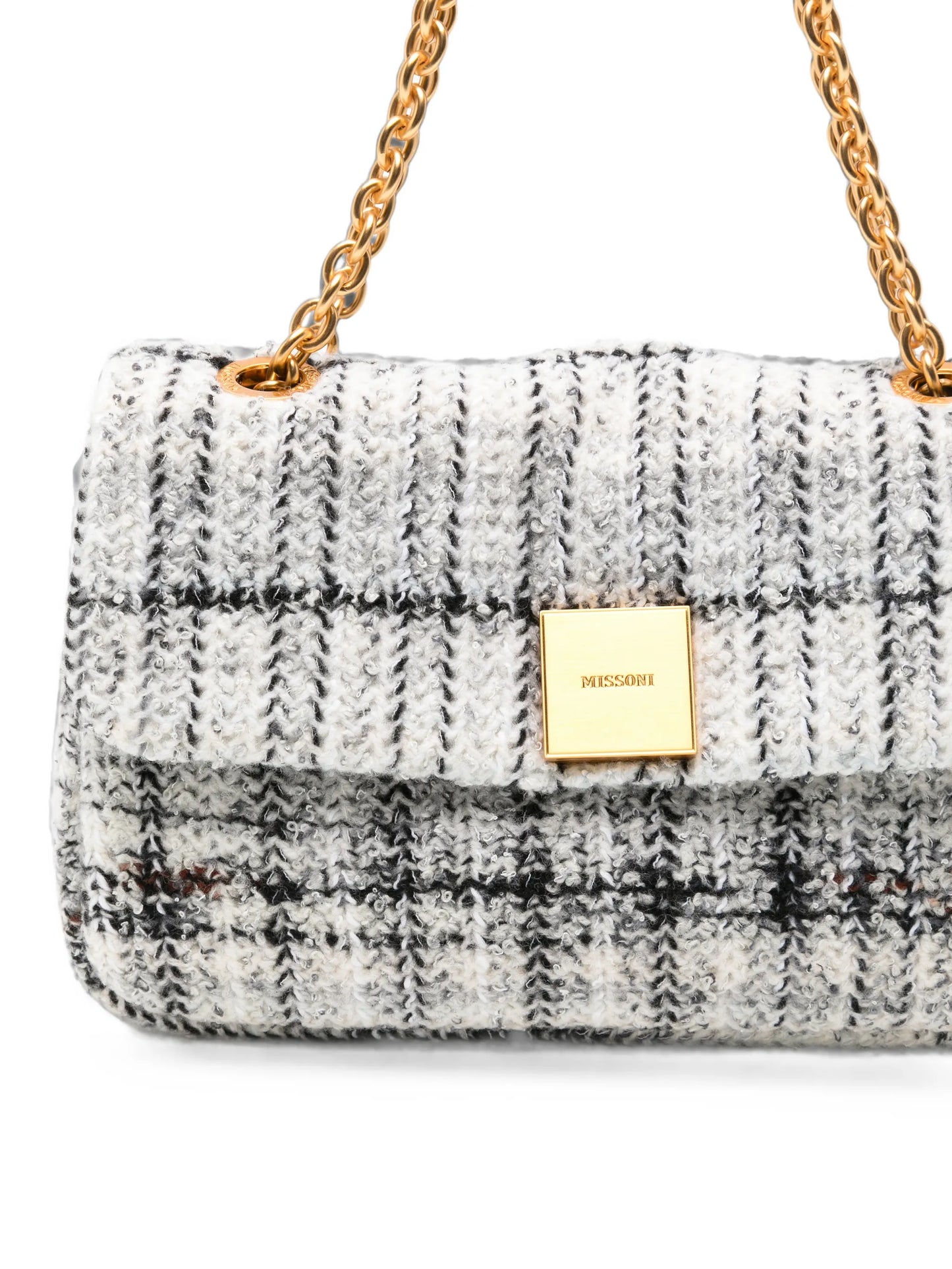 Caperdoni check knitted shoulder bag