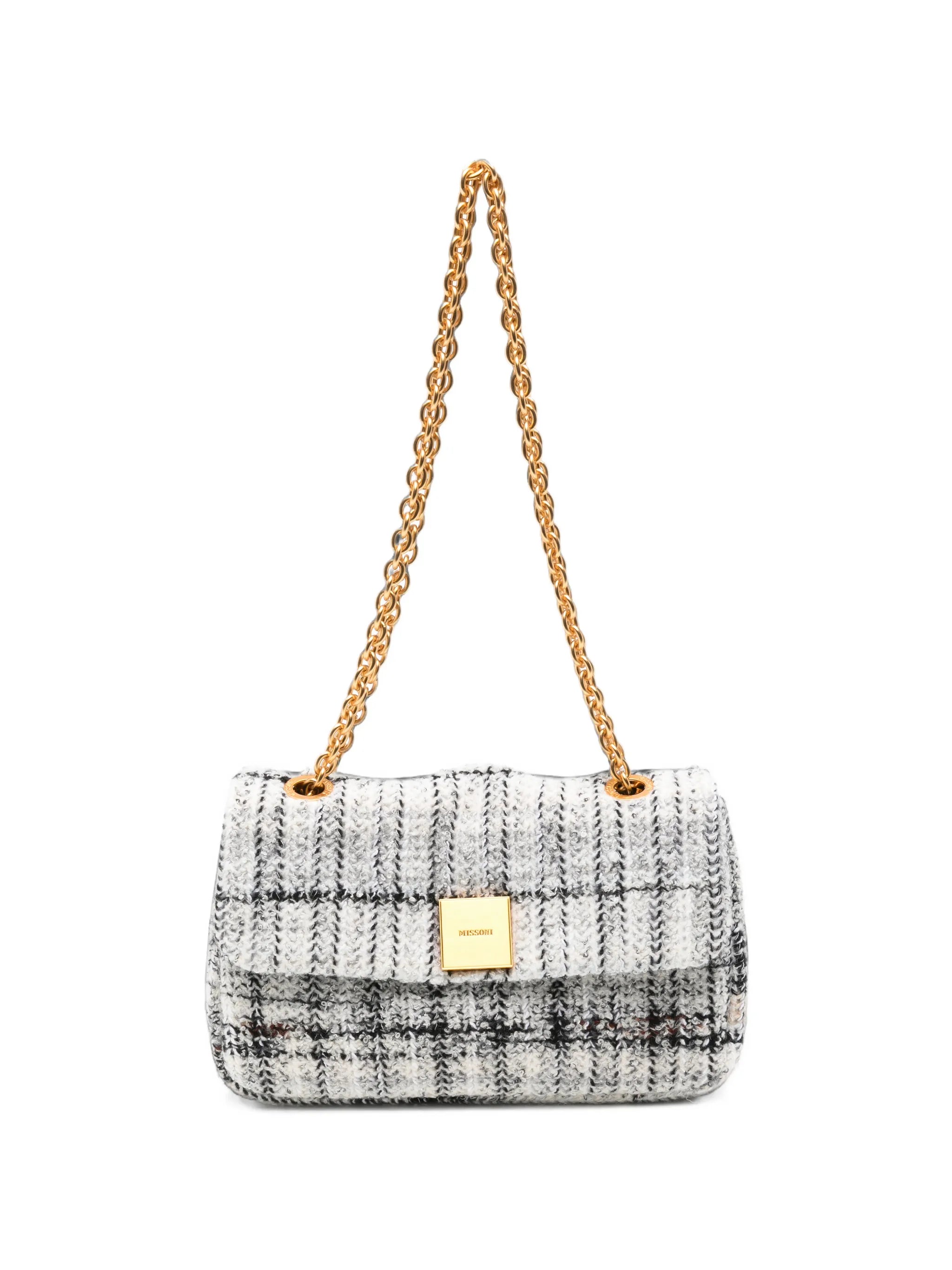 Caperdoni check knitted shoulder bag