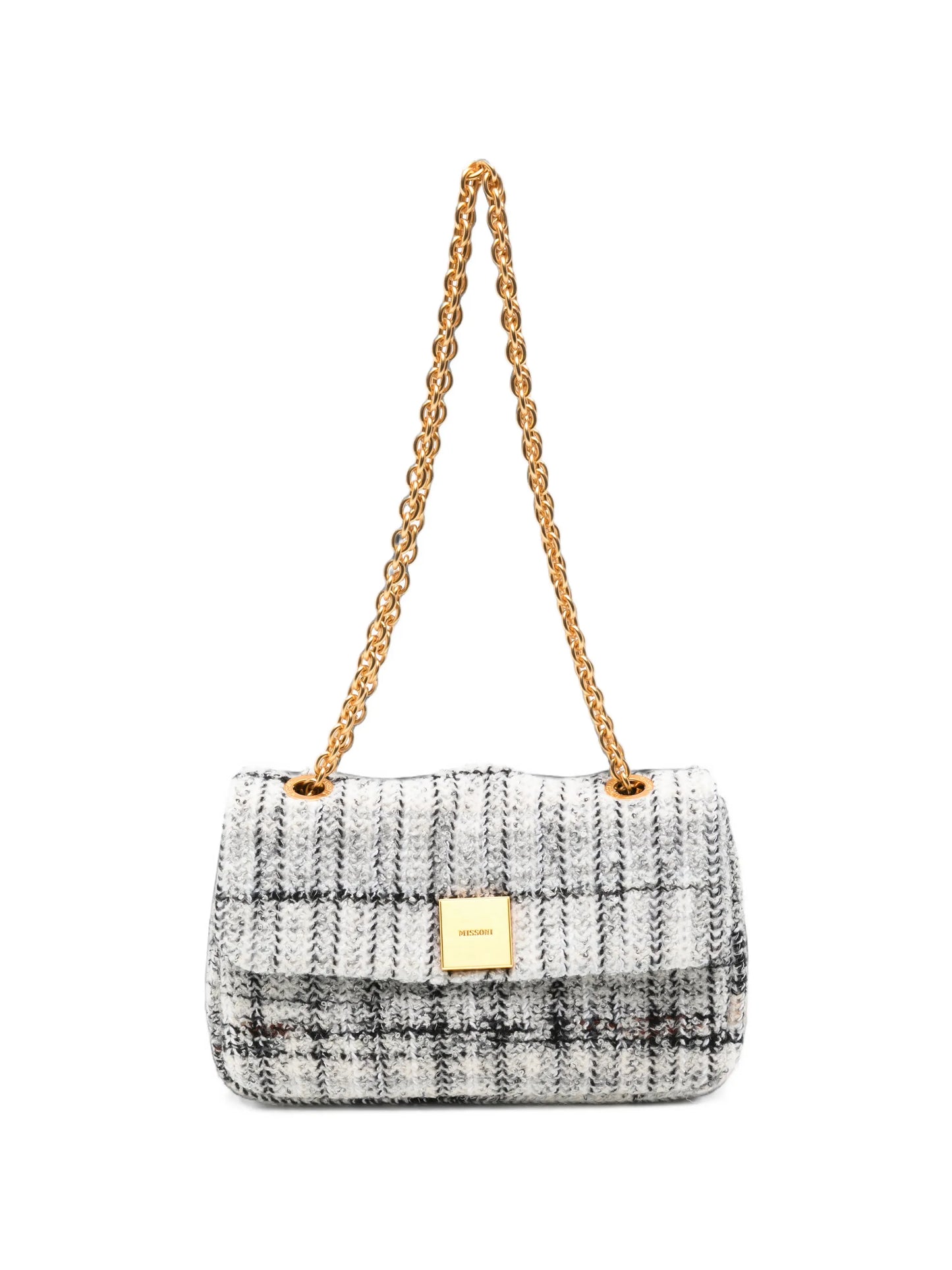 Caperdoni check knitted shoulder bag