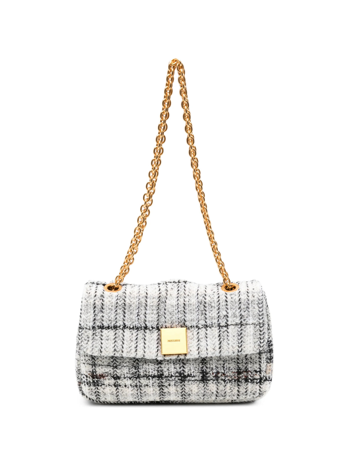 Caperdoni check knitted shoulder bag