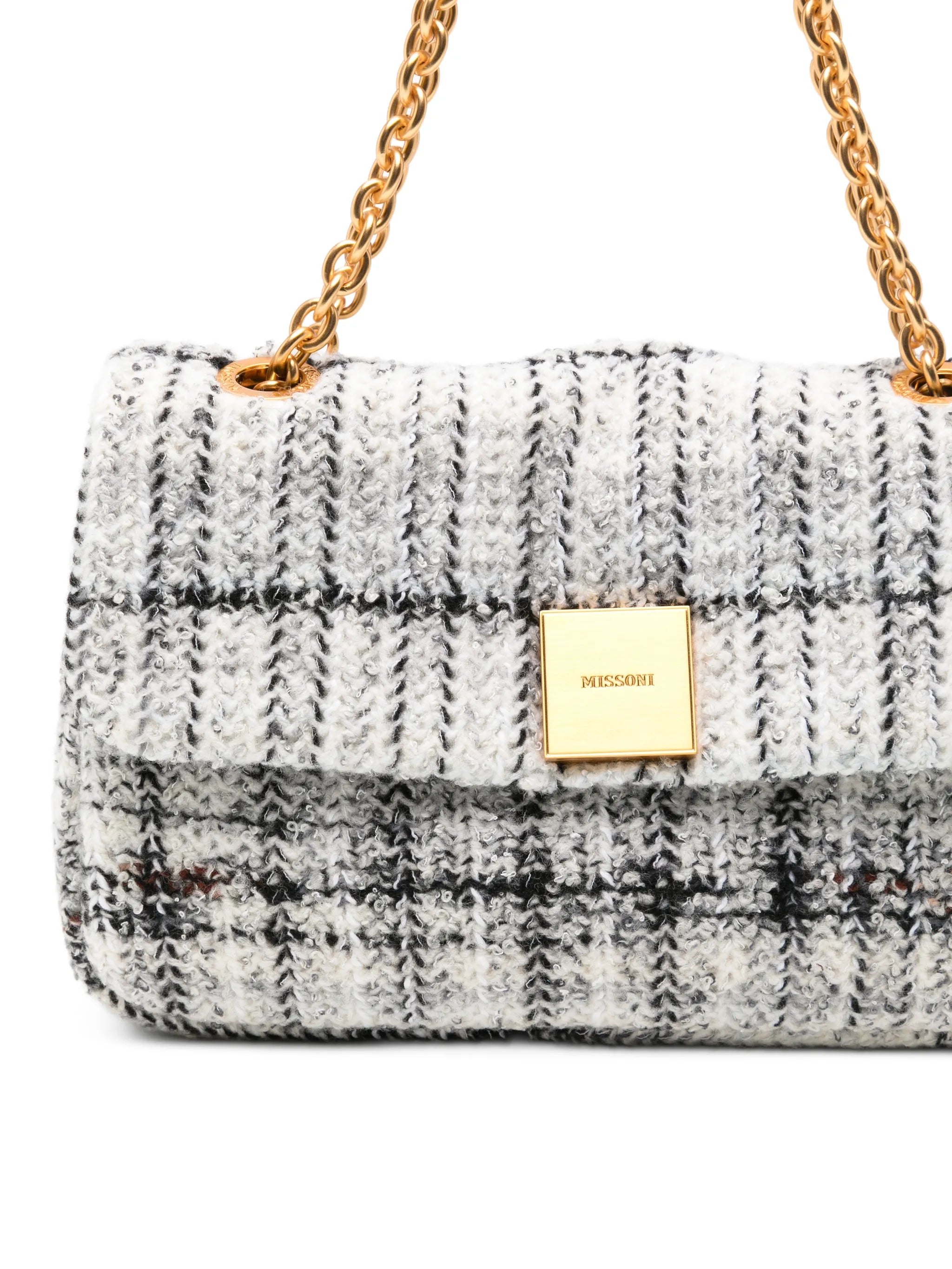 Caperdoni check knitted shoulder bag