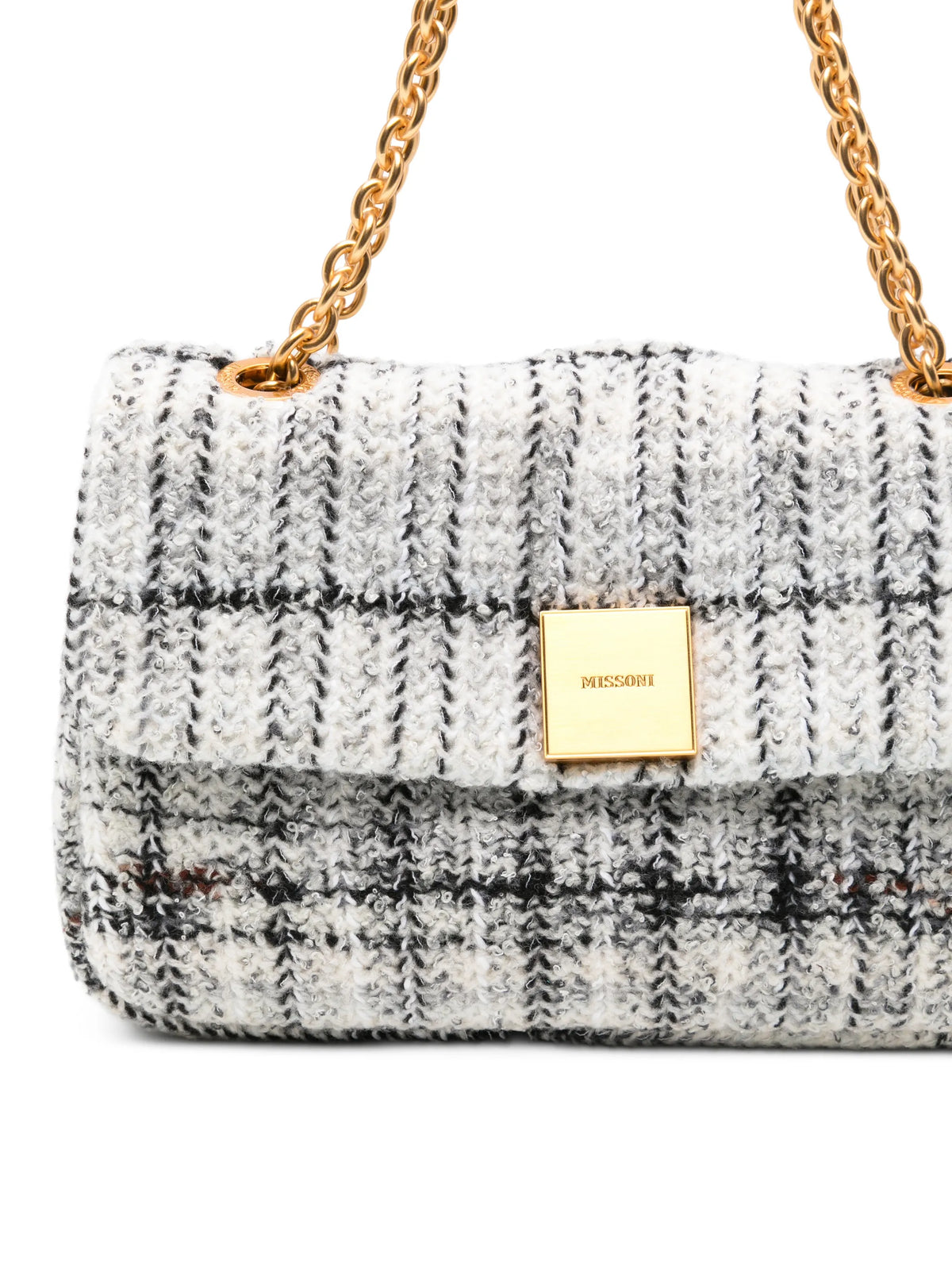 Caperdoni check knitted shoulder bag