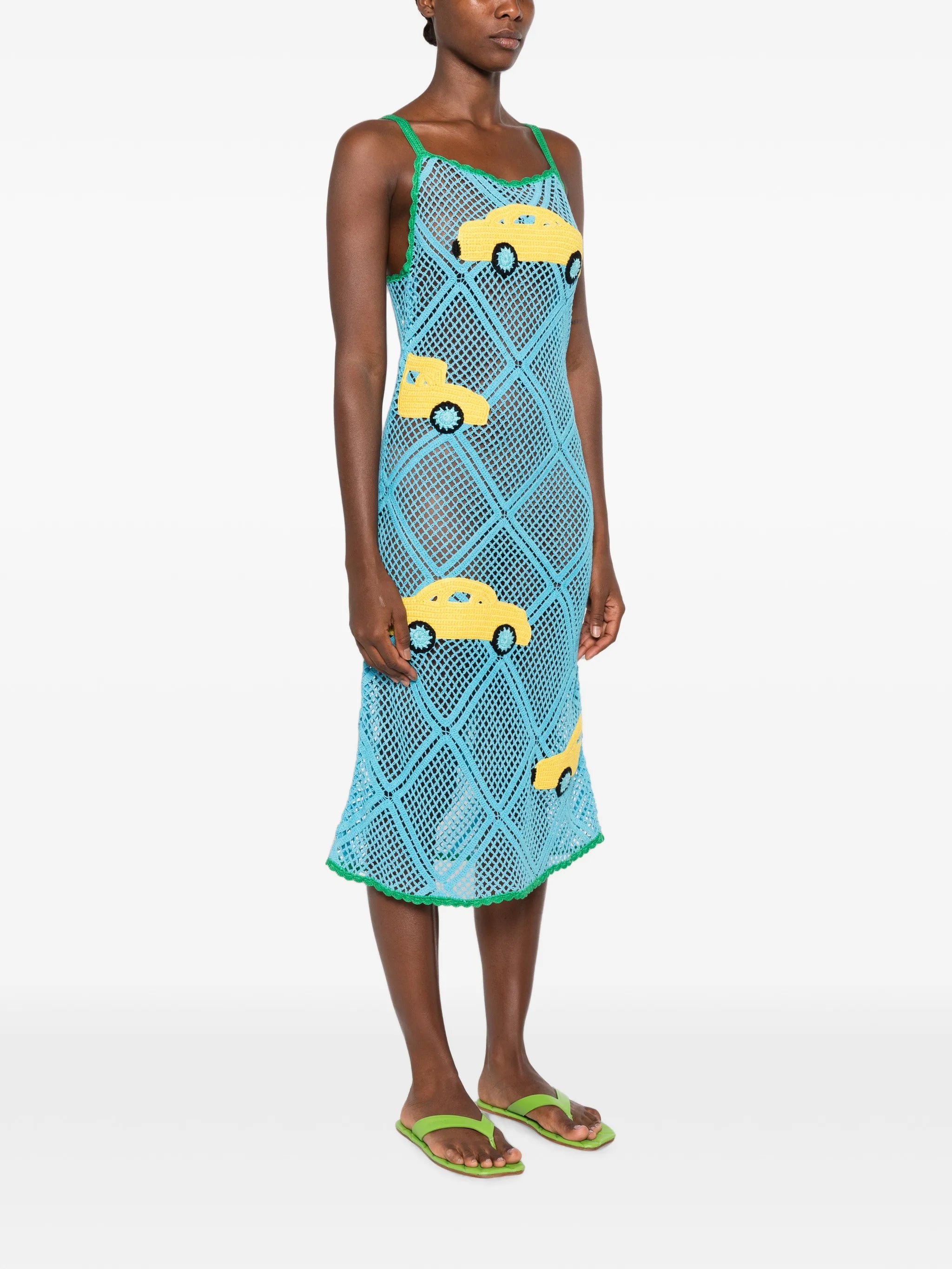 crochet car-motif midi dress