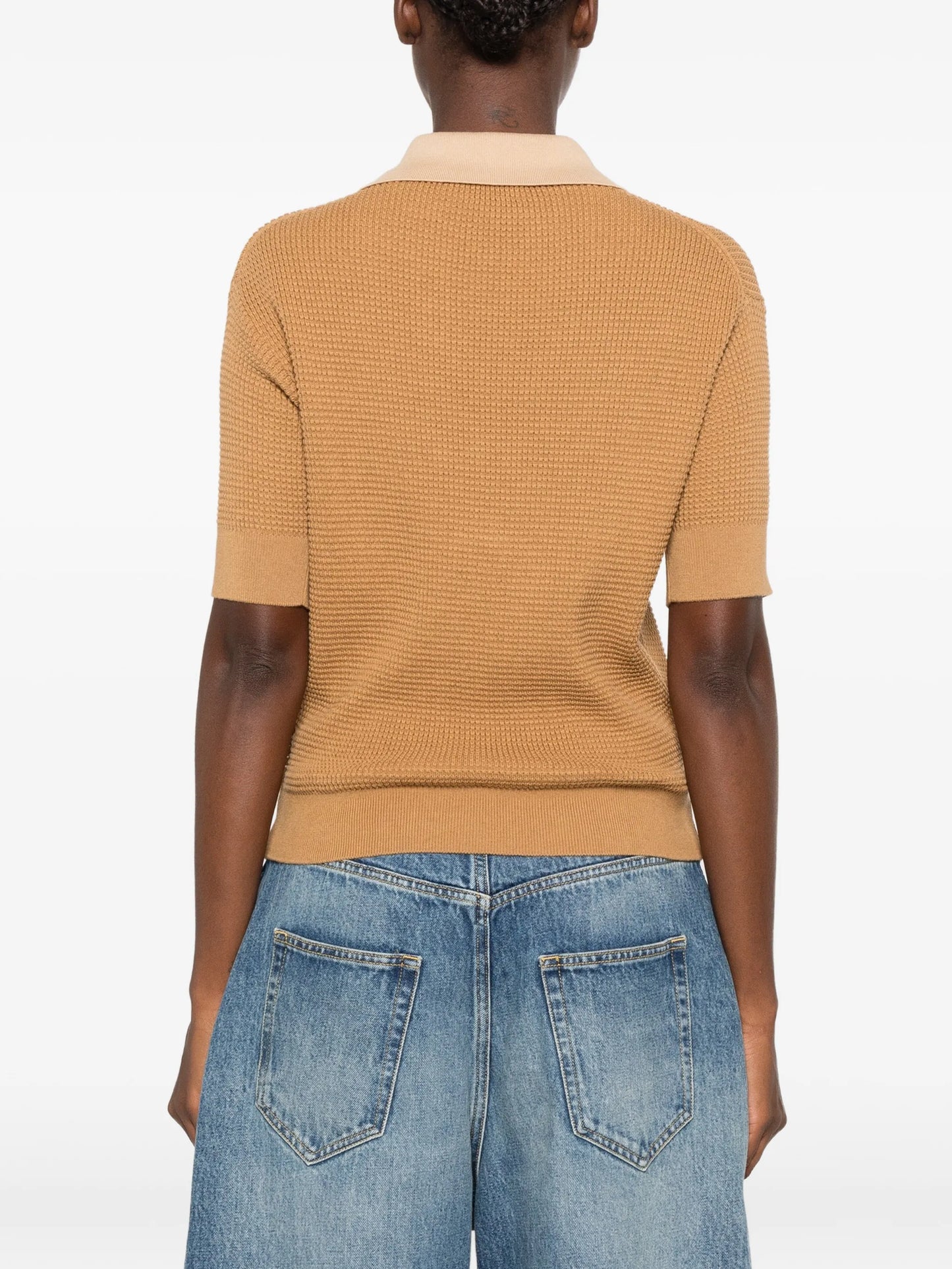 contrast-collar short-sleeve polo top
