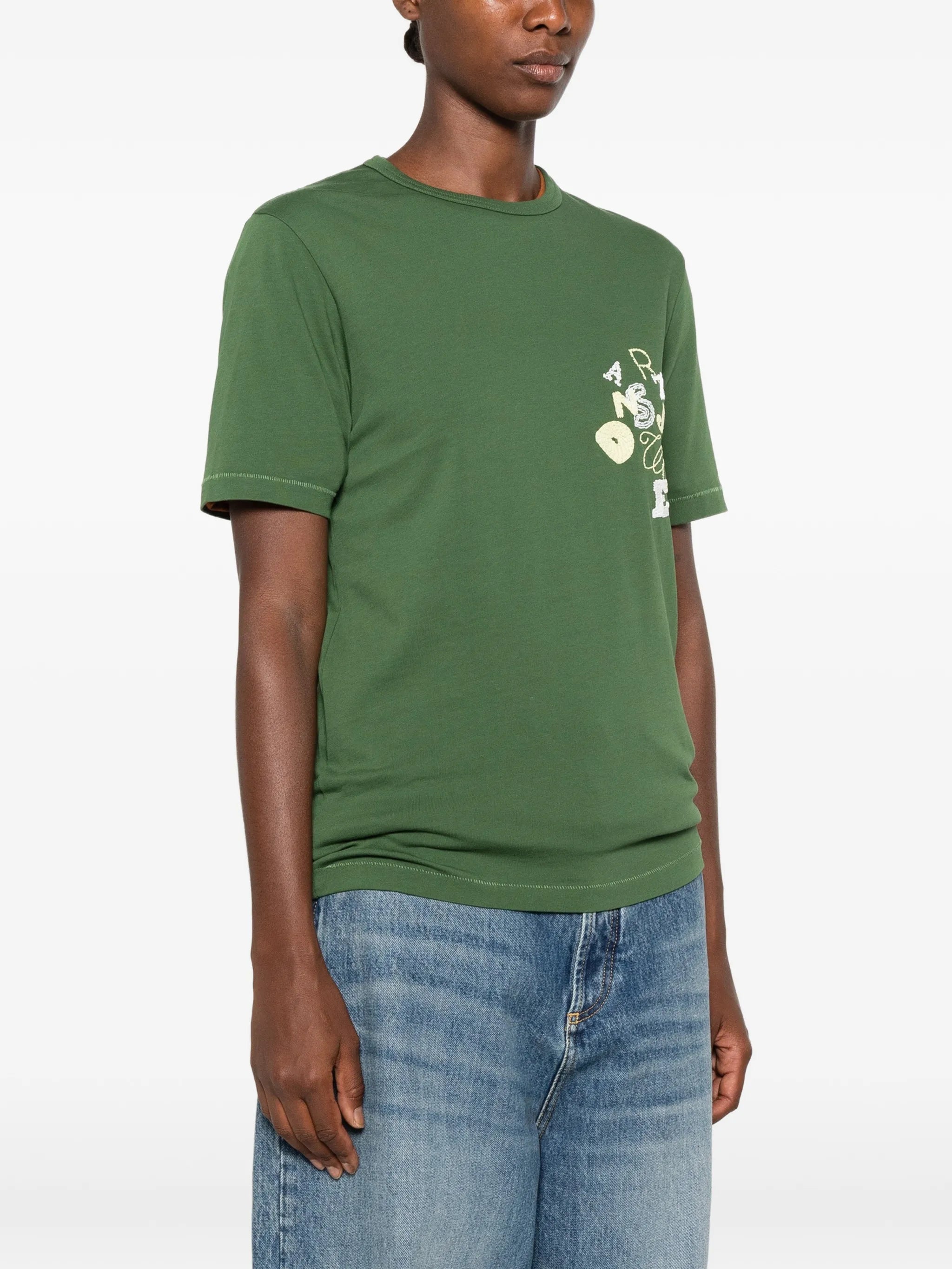 embroidered scattered-letter T-shirt