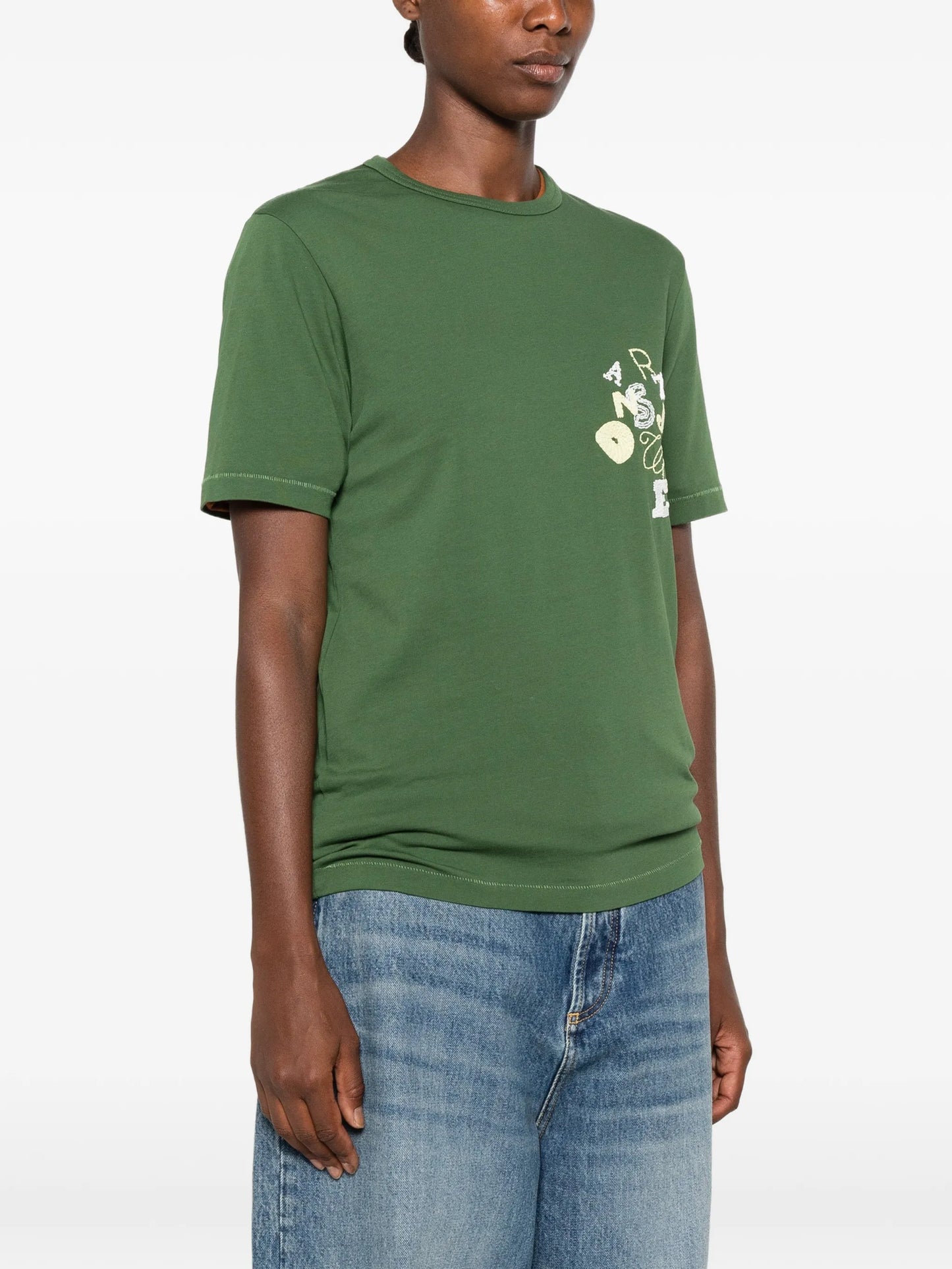 embroidered scattered-letter T-shirt