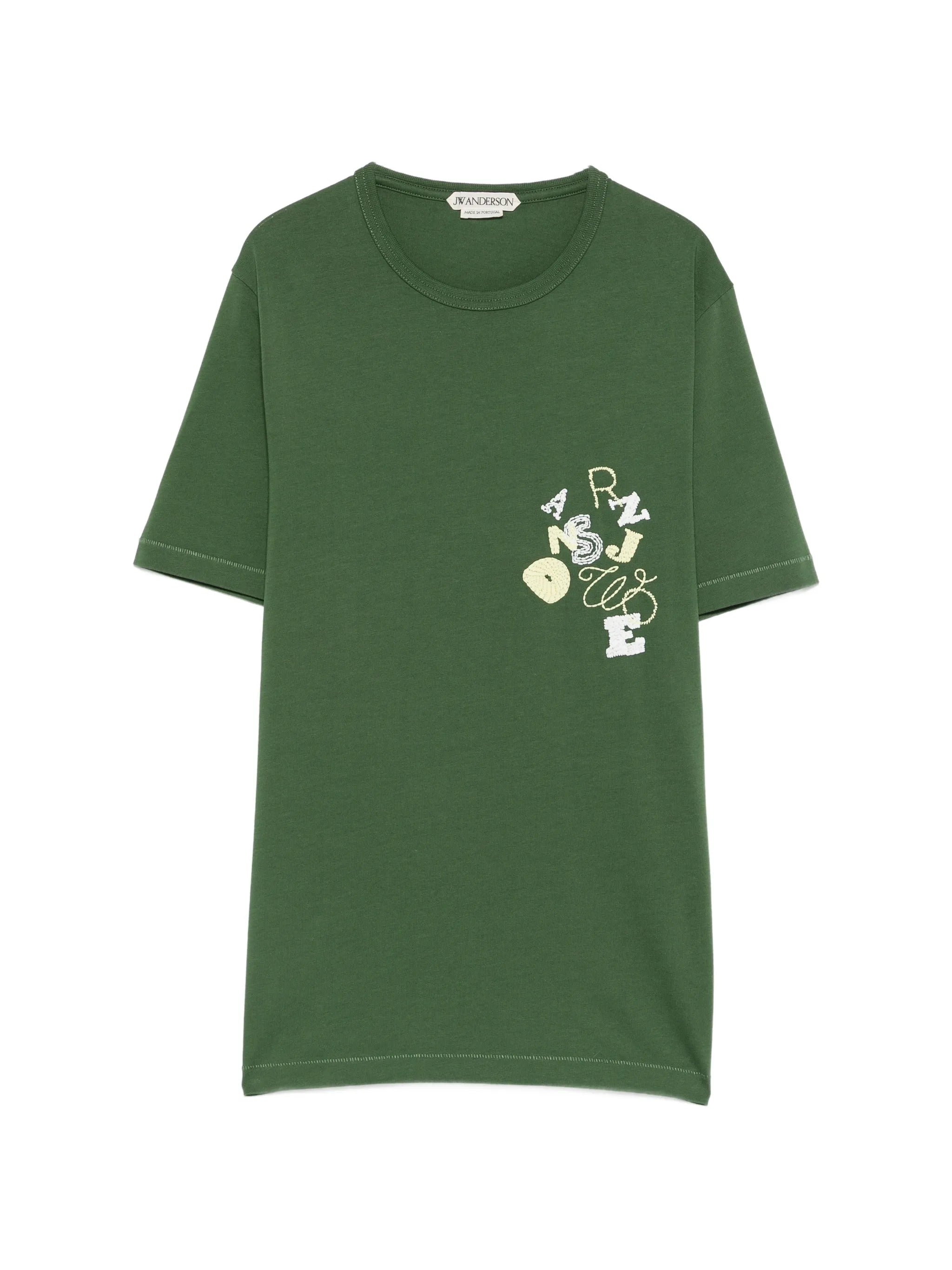 embroidered scattered-letter T-shirt