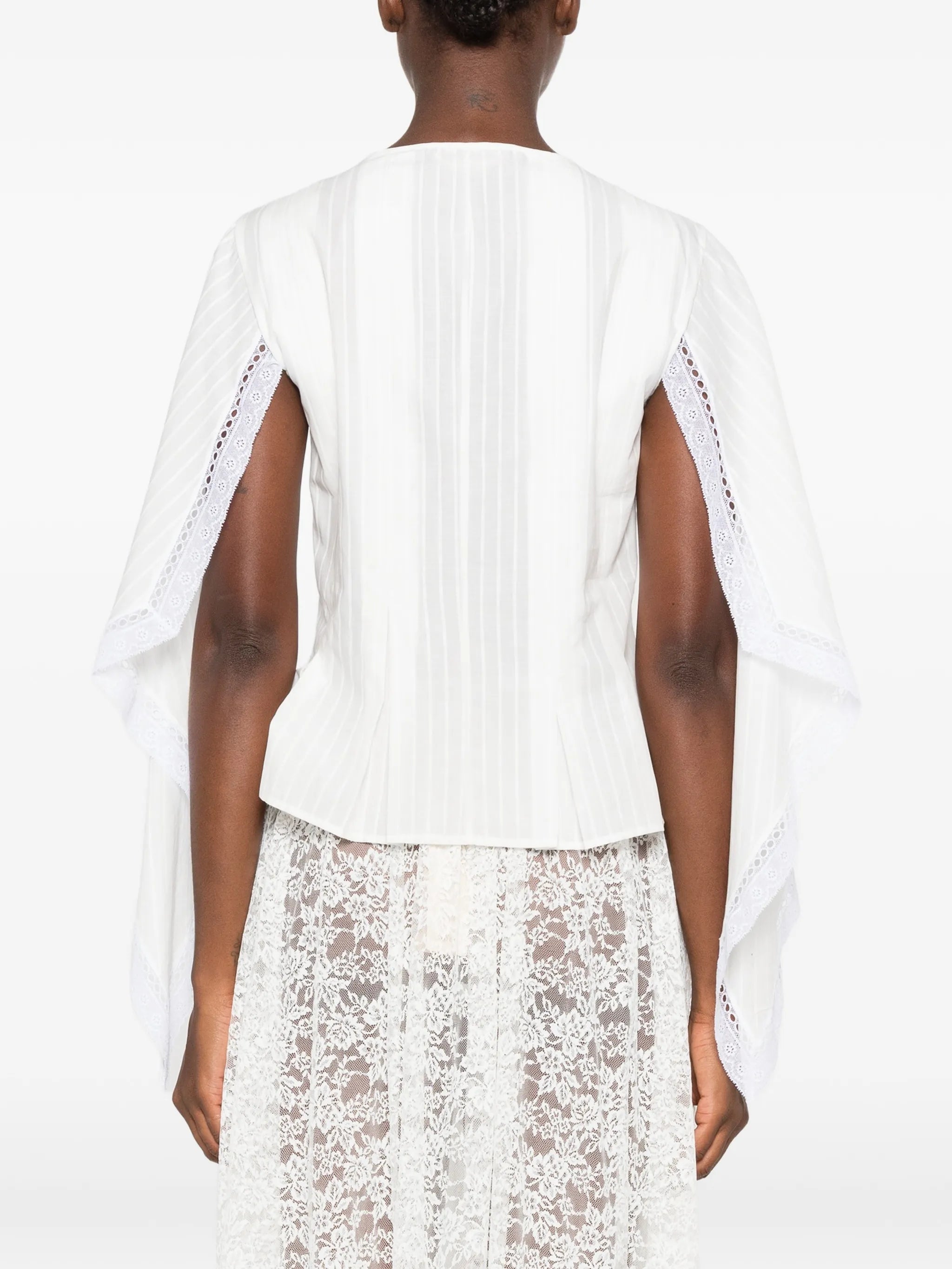 draped lace-trim top