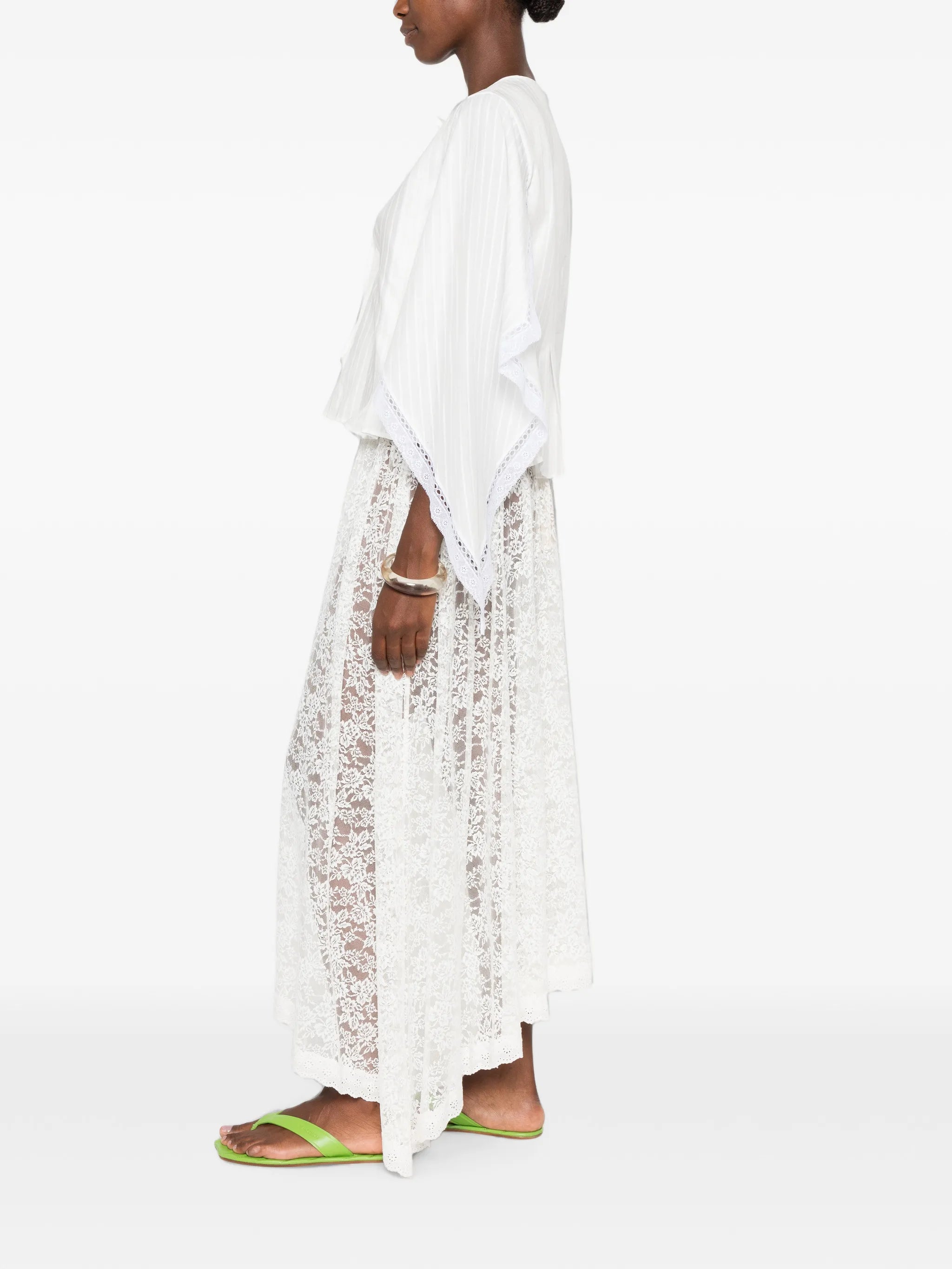 draped lace-trim top