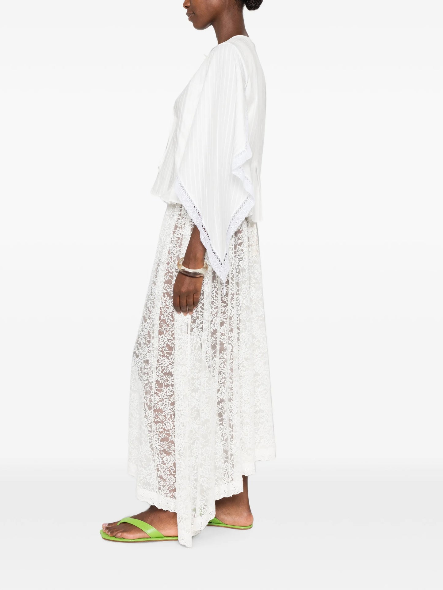 draped lace-trim top