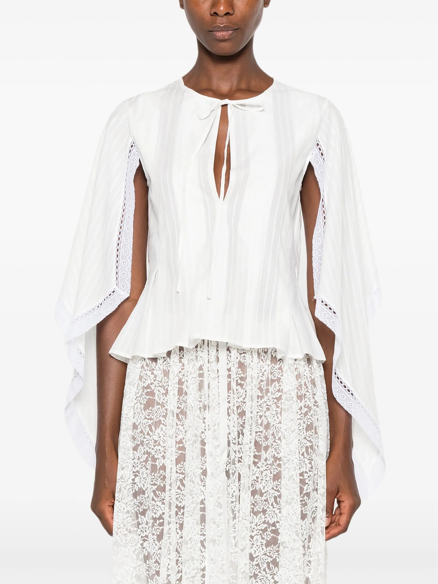 draped lace-trim top