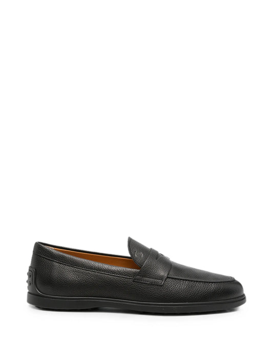 pebbled-texture leather loafers
