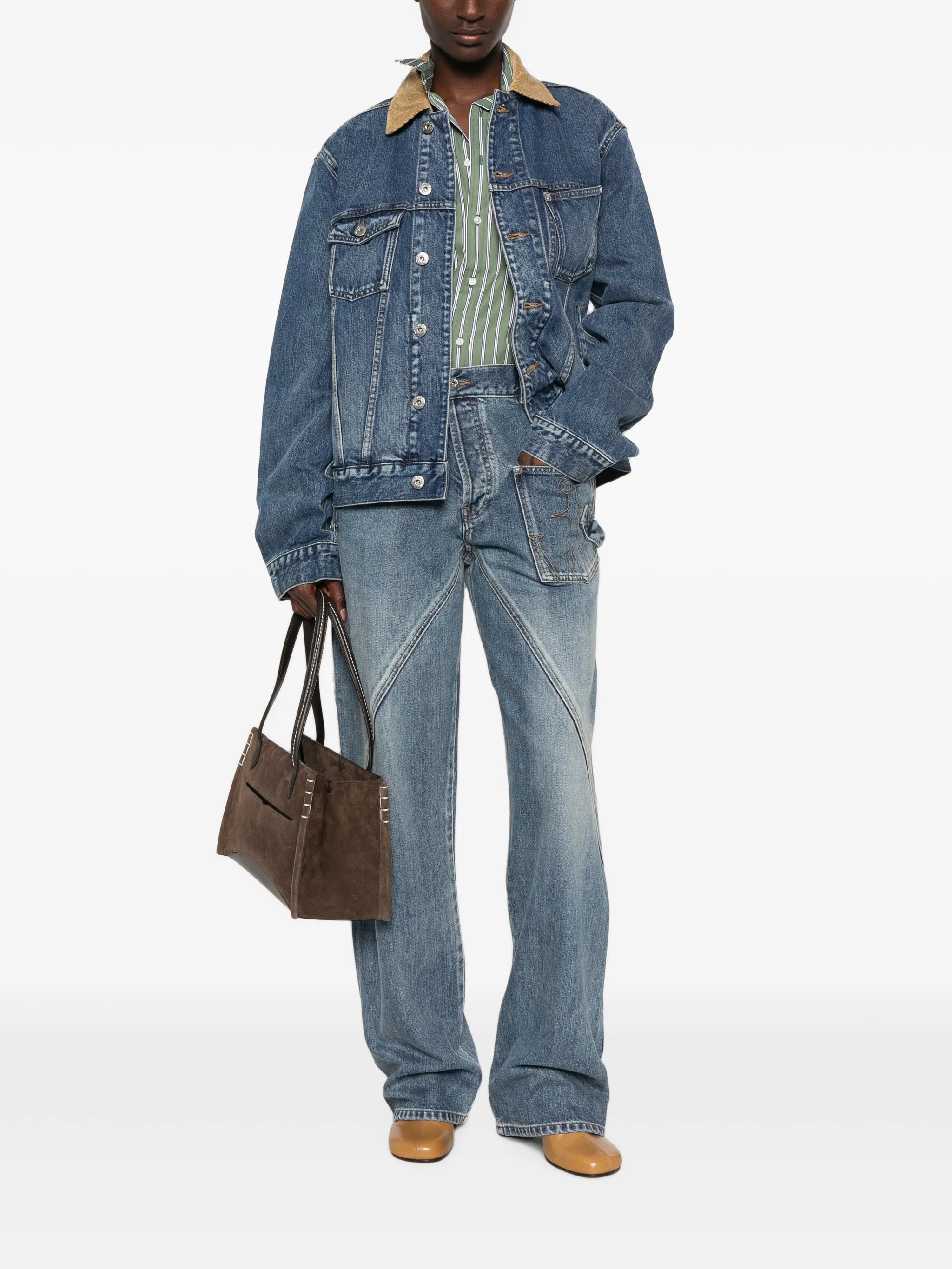 corduroy-collar denim jacket