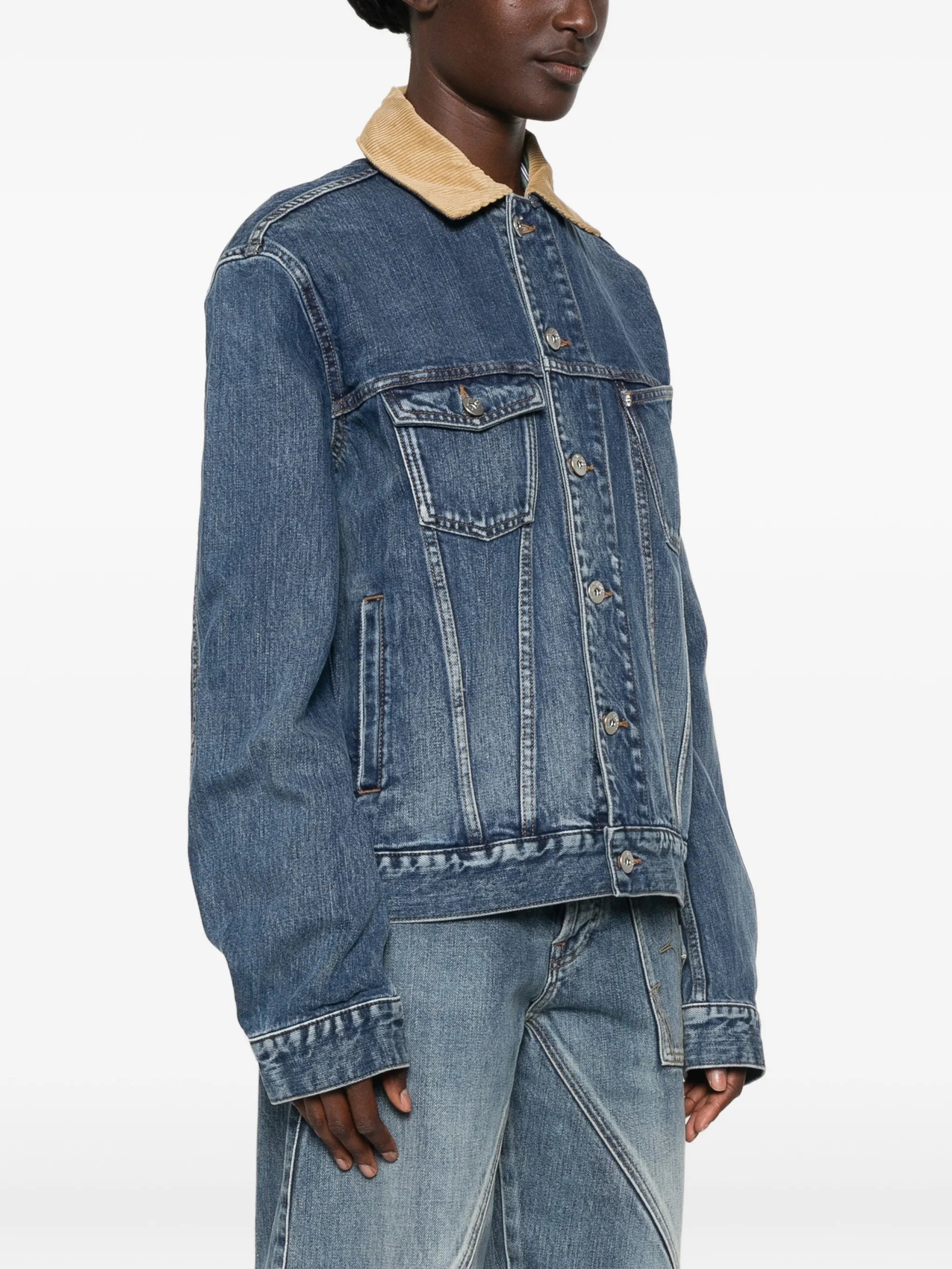 corduroy-collar denim jacket
