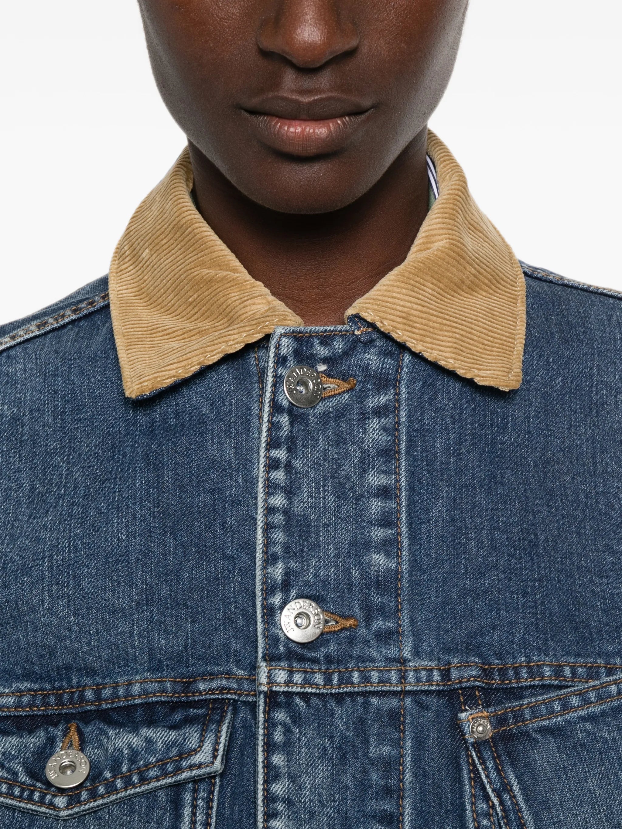 corduroy-collar denim jacket