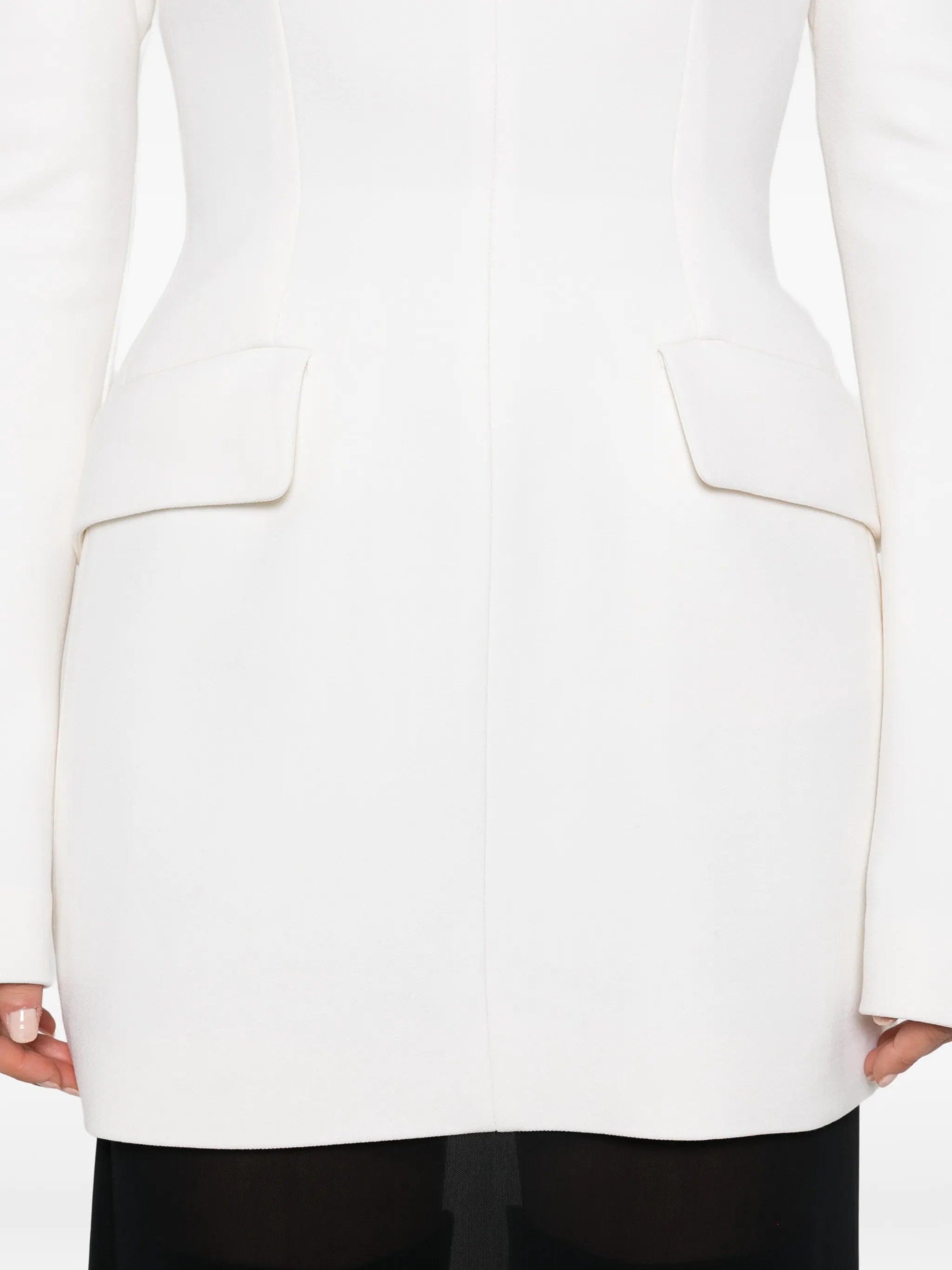high-neck flap-pocket dress