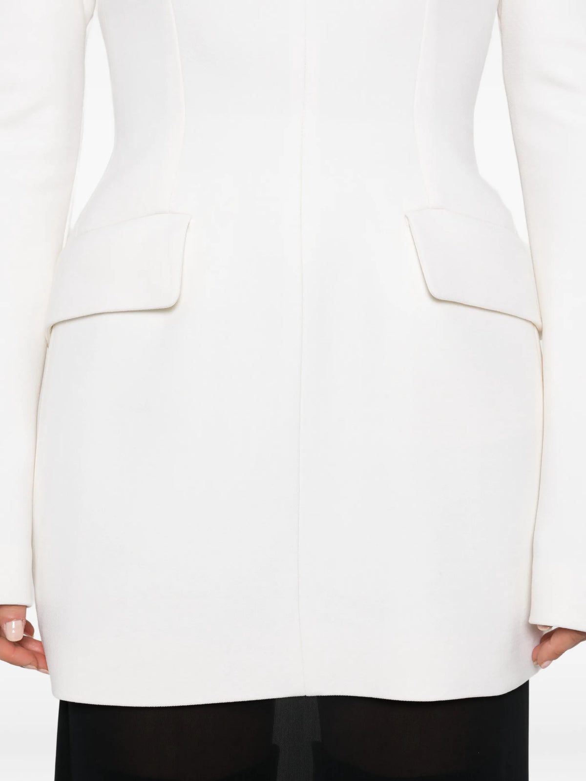 high-neck flap-pocket dress