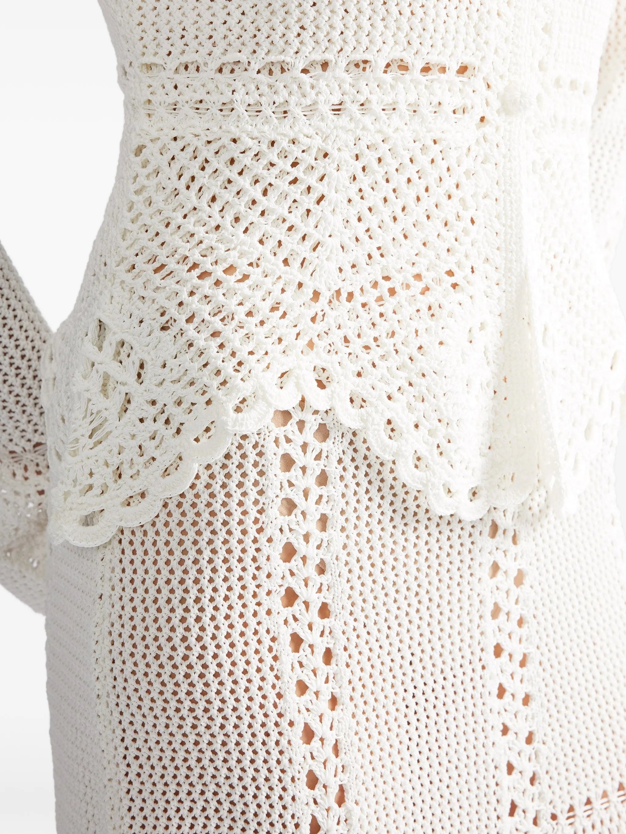 crochet-knit peplum cardigan