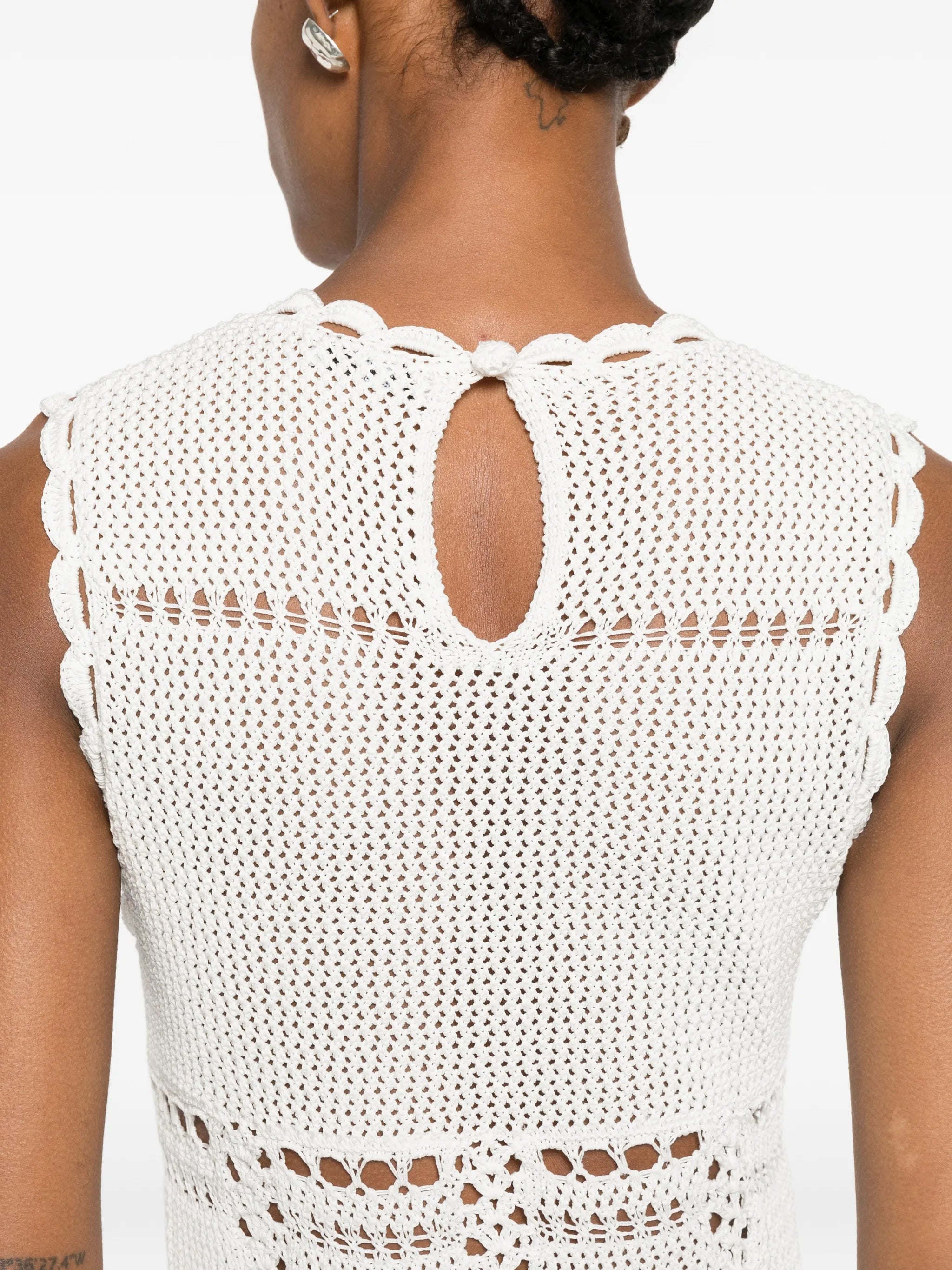 crochet-knit midi dress