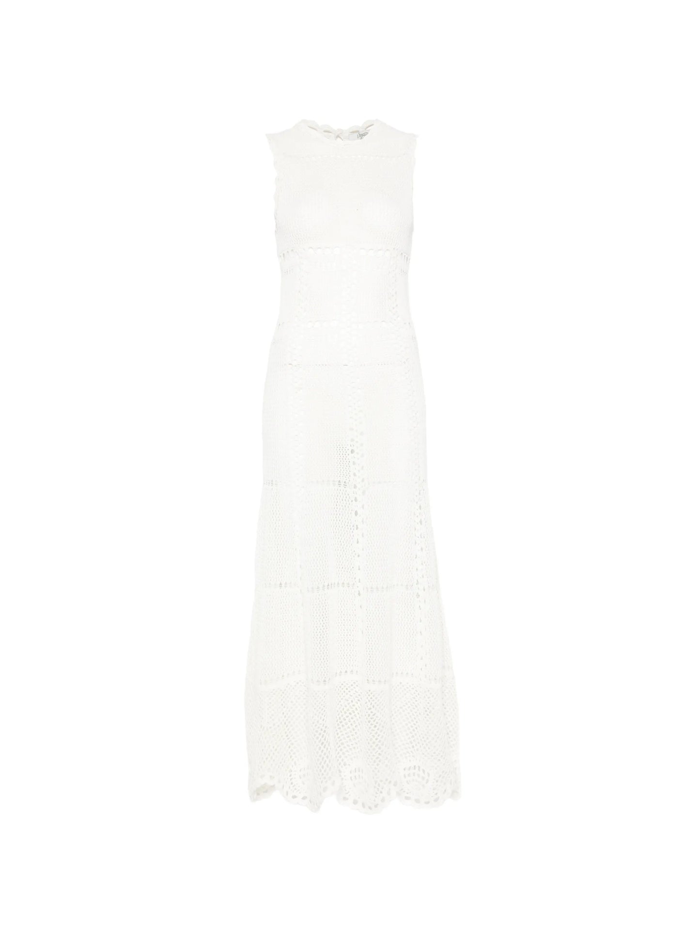 crochet-knit midi dress