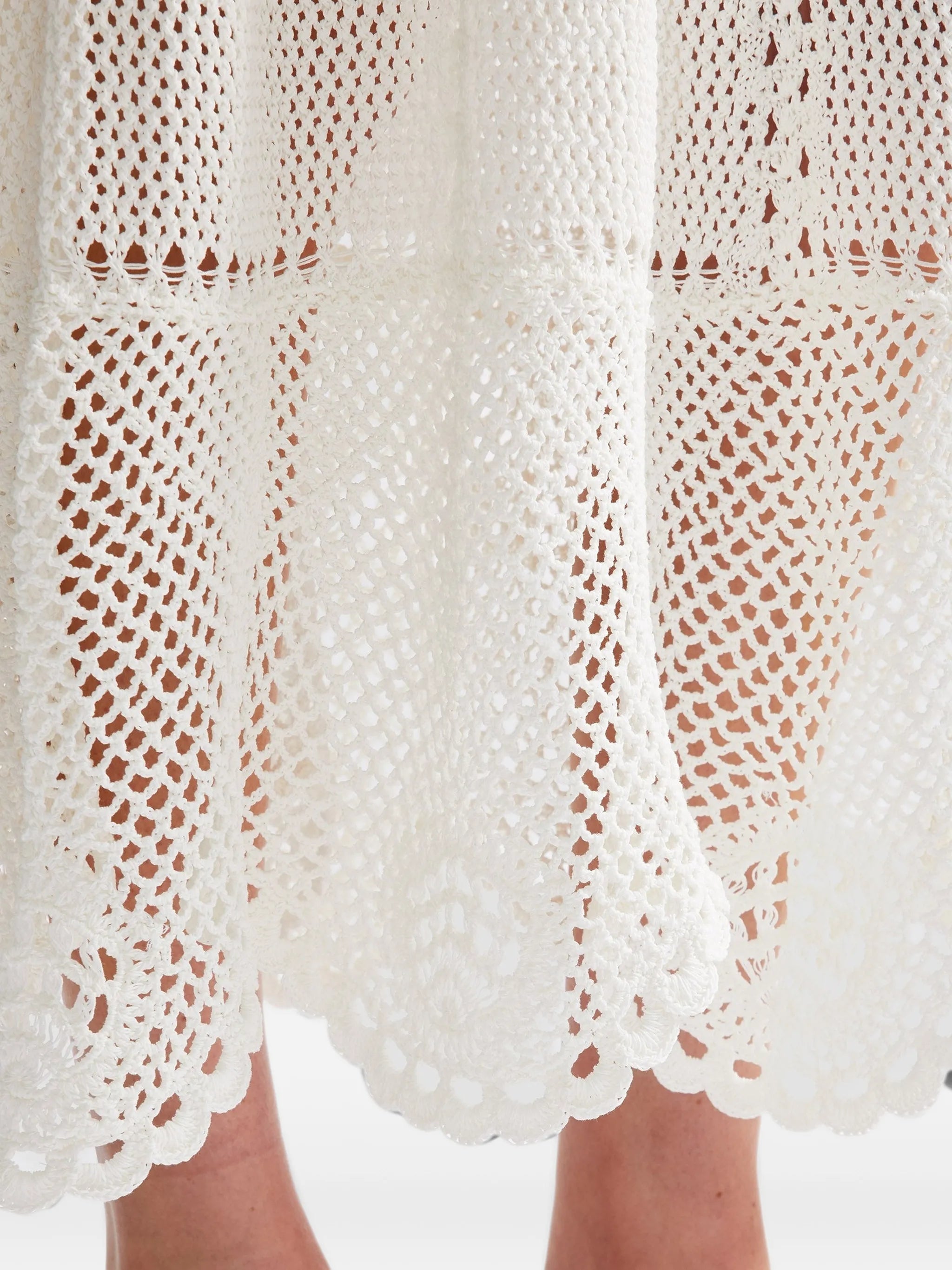 crochet-knit midi dress