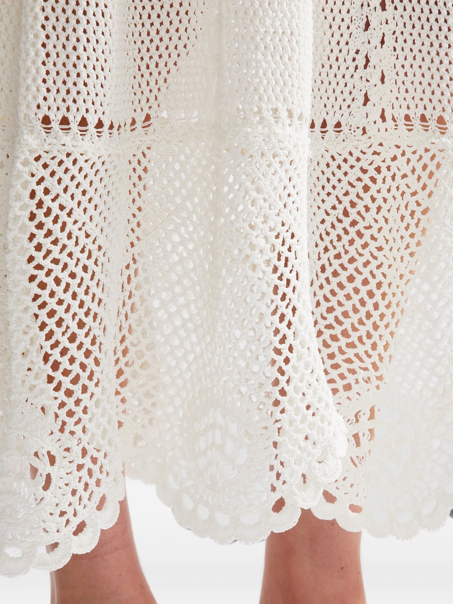 crochet-knit midi dress