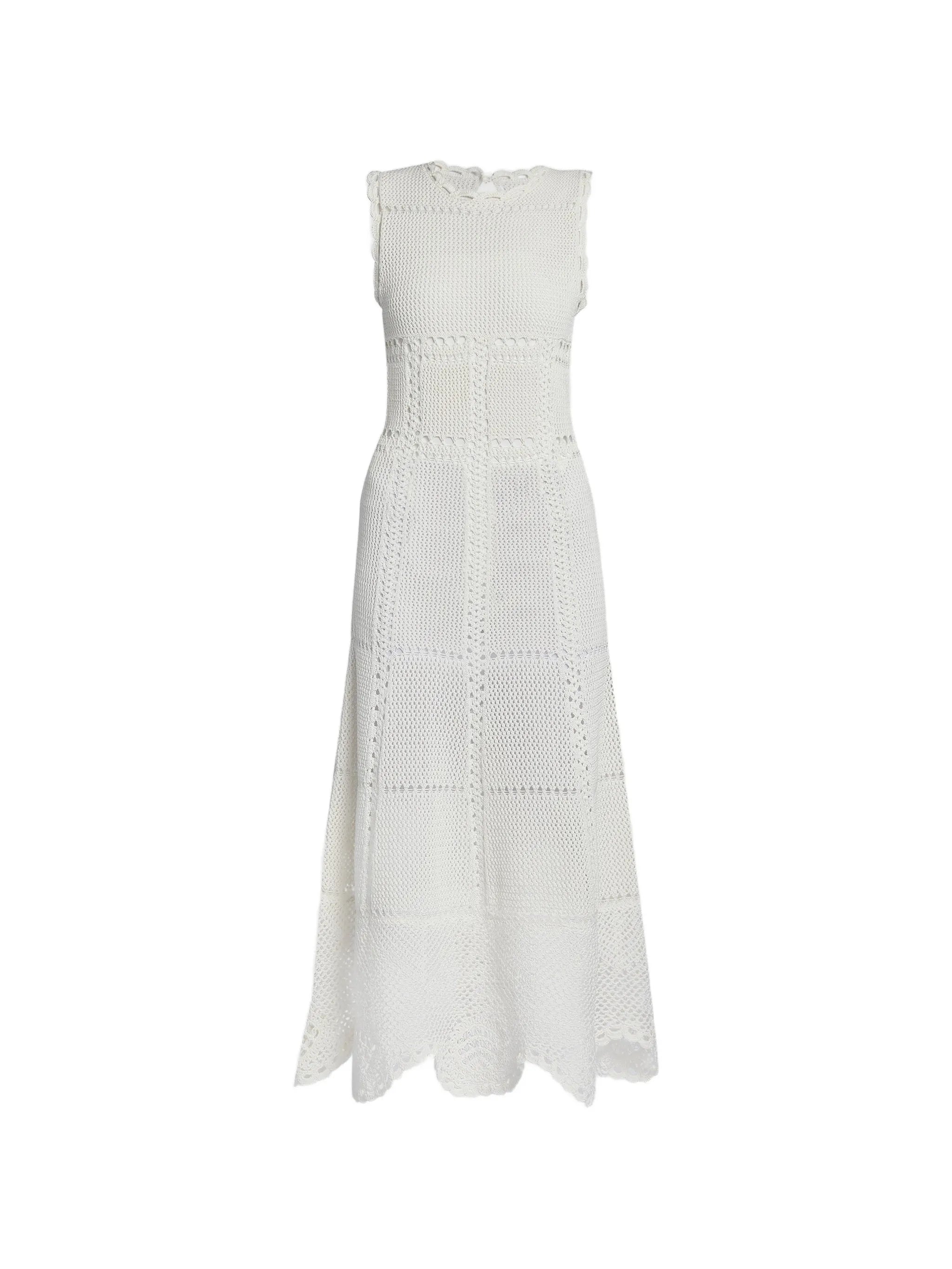 crochet-knit midi dress