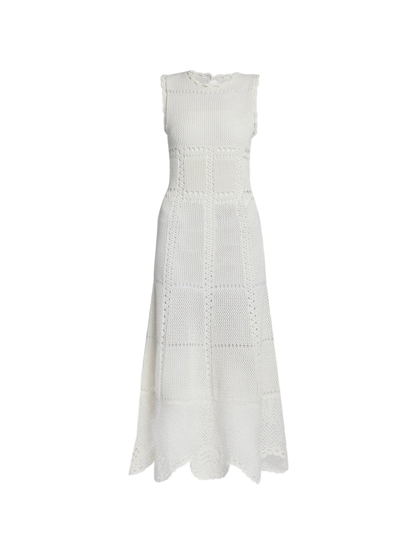 crochet-knit midi dress