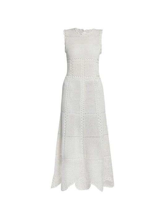 crochet-knit midi dress