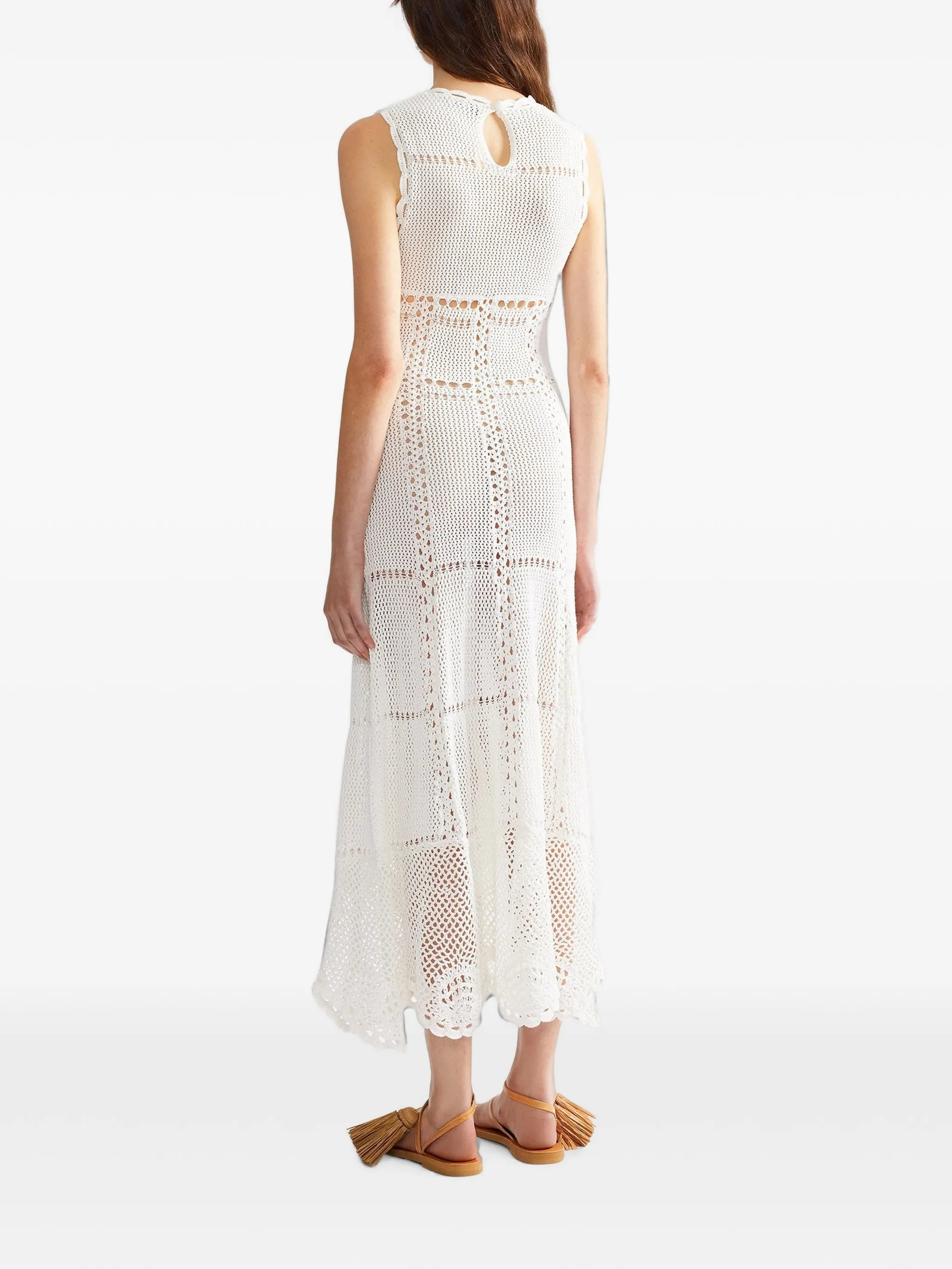 crochet-knit midi dress