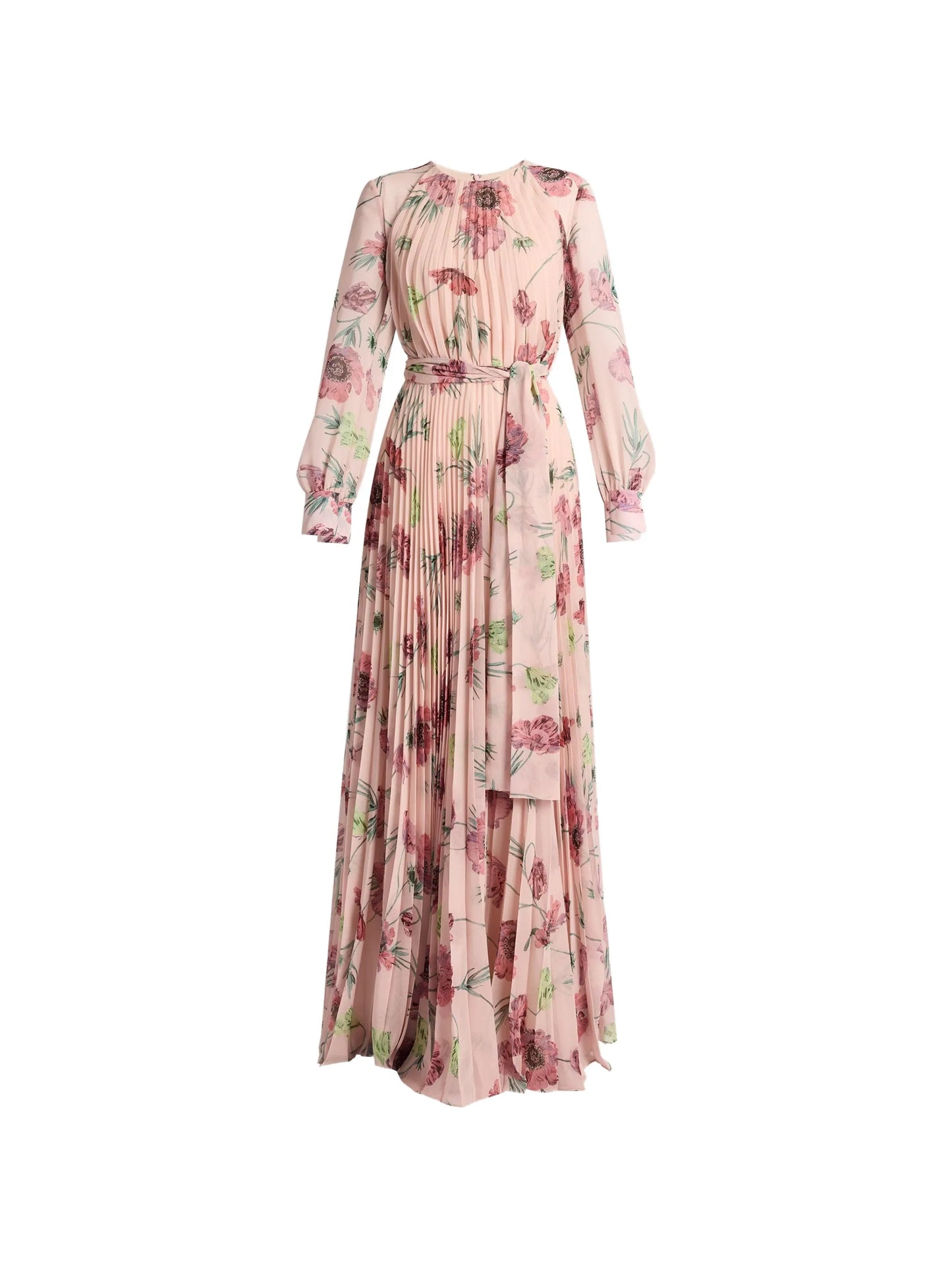 floral-print pleated gown