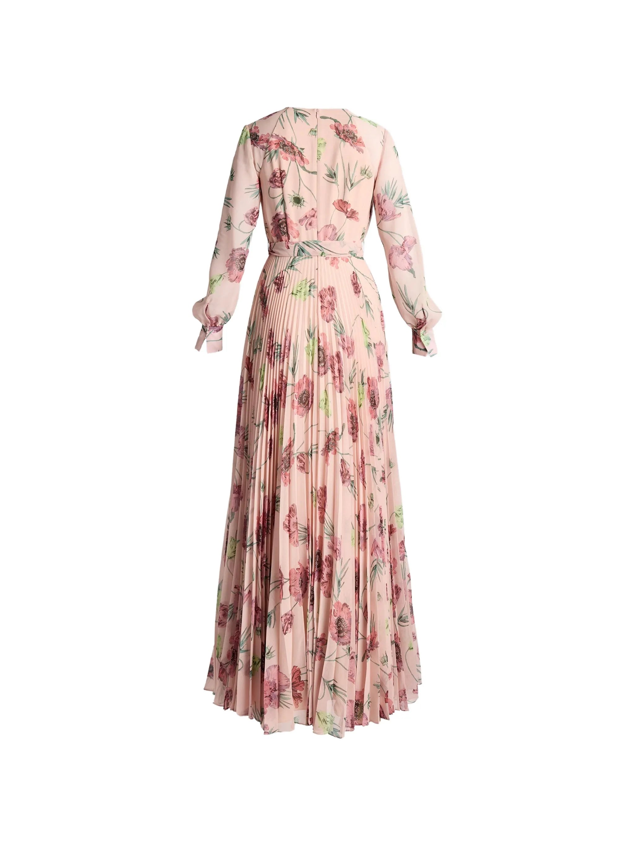 floral-print pleated gown