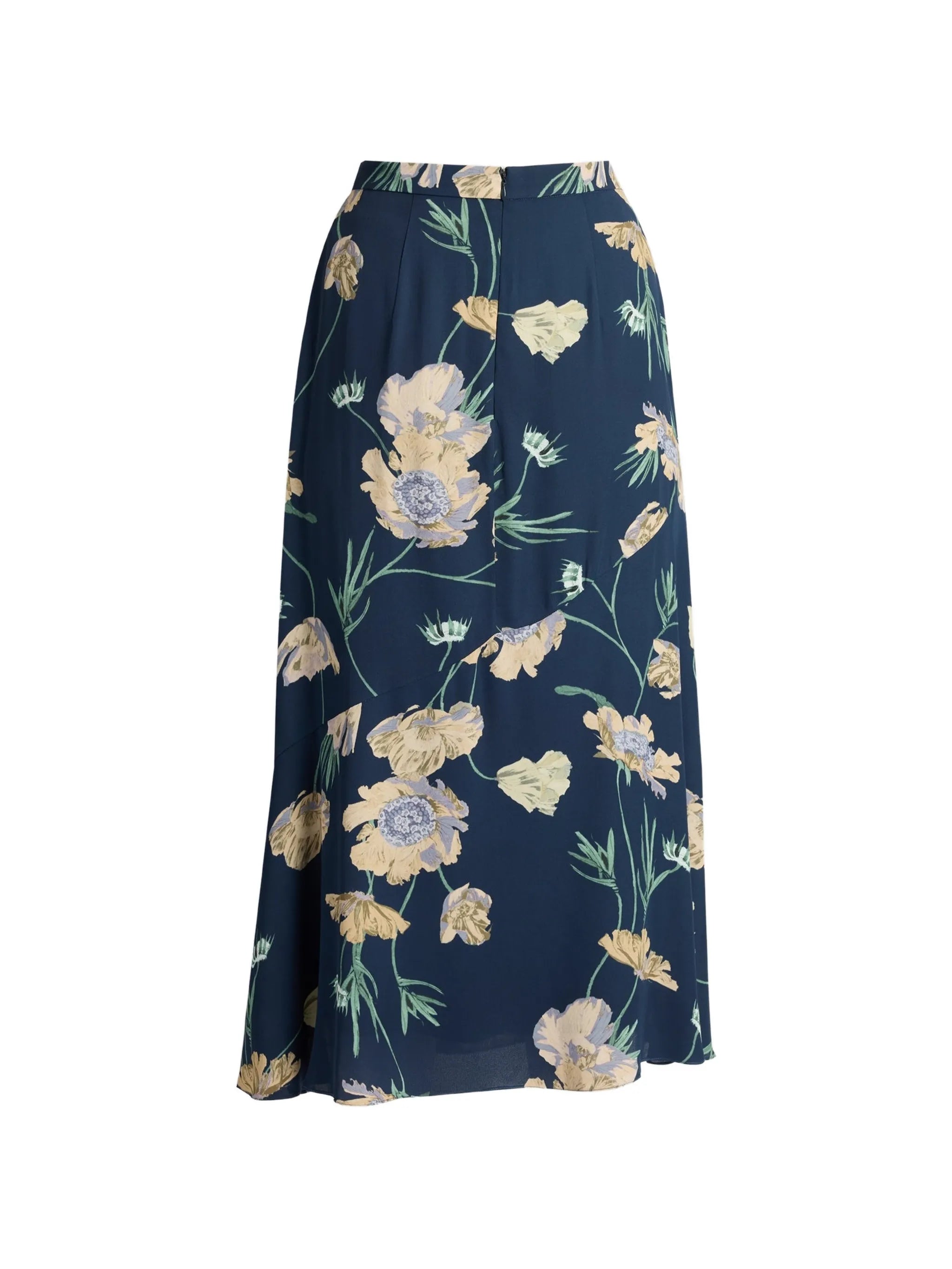 floral-print A-line midi skirt