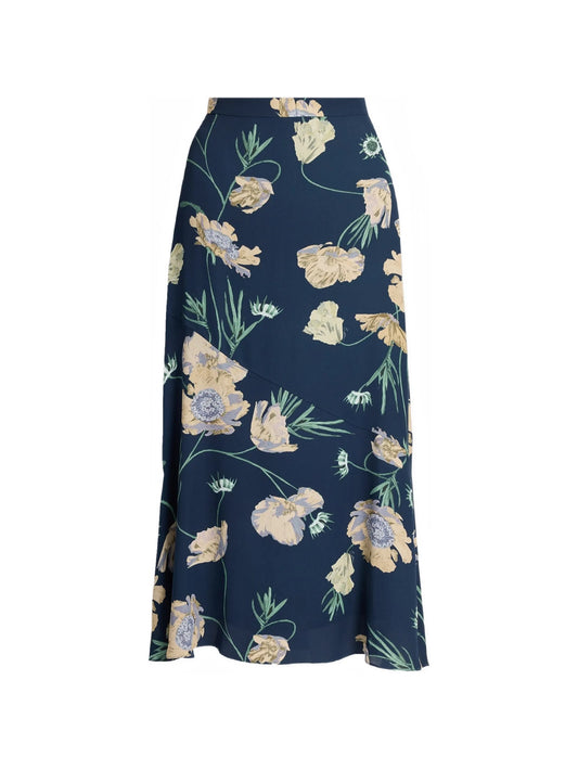 floral-print A-line midi skirt