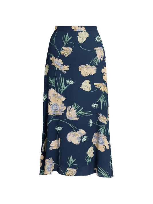 floral-print A-line midi skirt