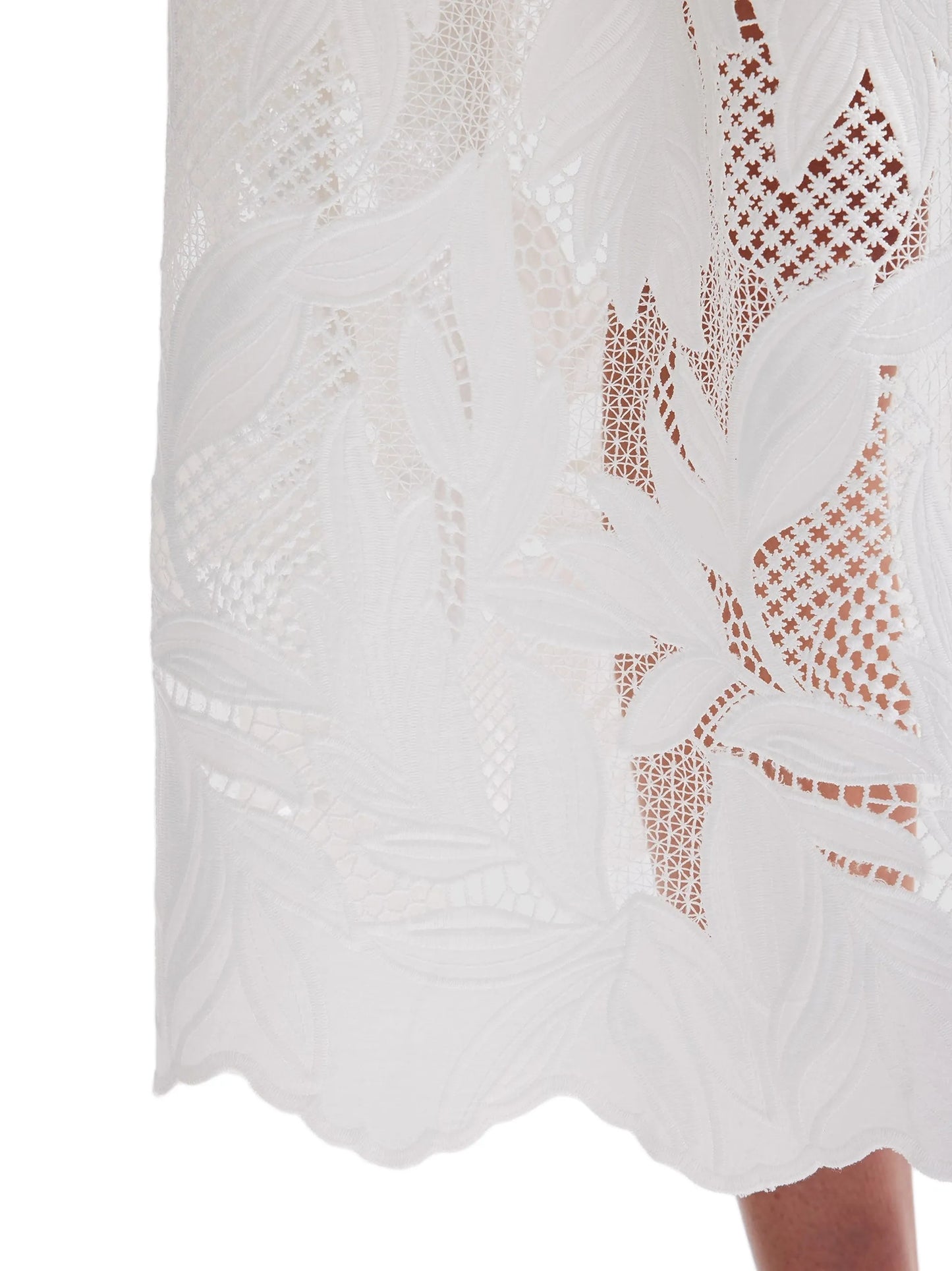 floral-cutwork midi dress