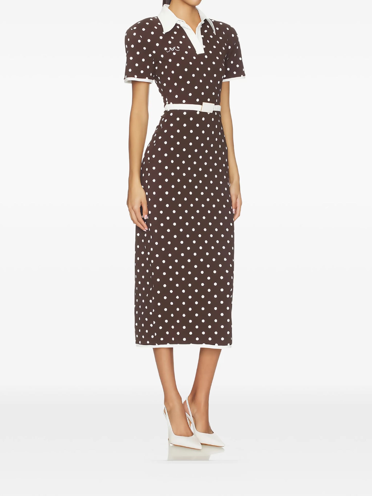 polka-dot belted dress