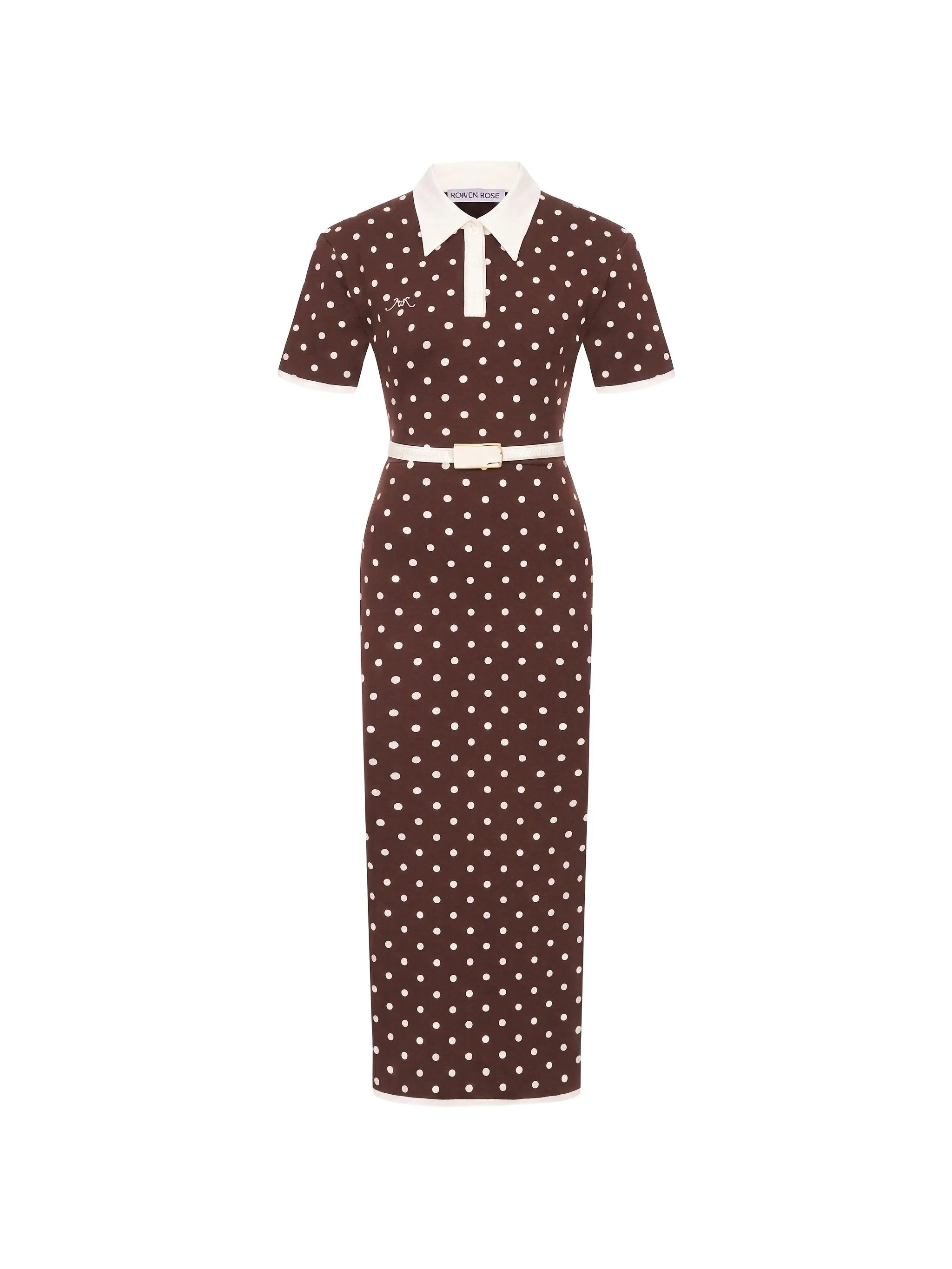 polka-dot belted dress