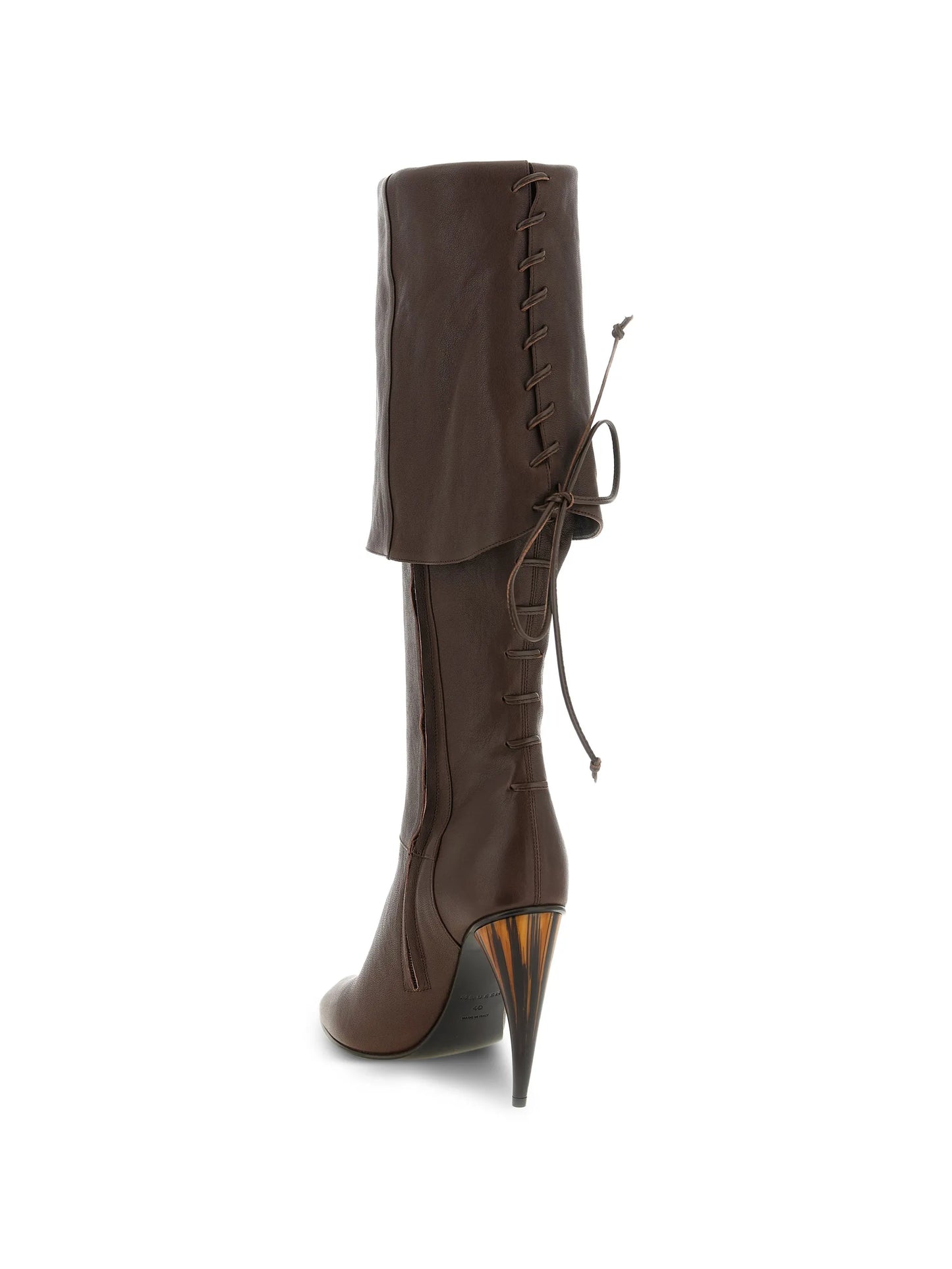 horn-heel knee-high boots