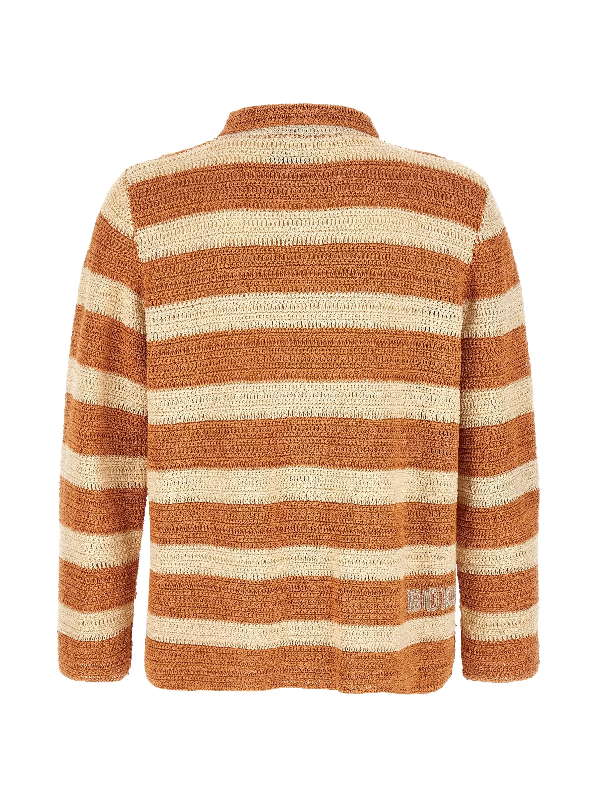 Sherbet crochet-knit striped shirt