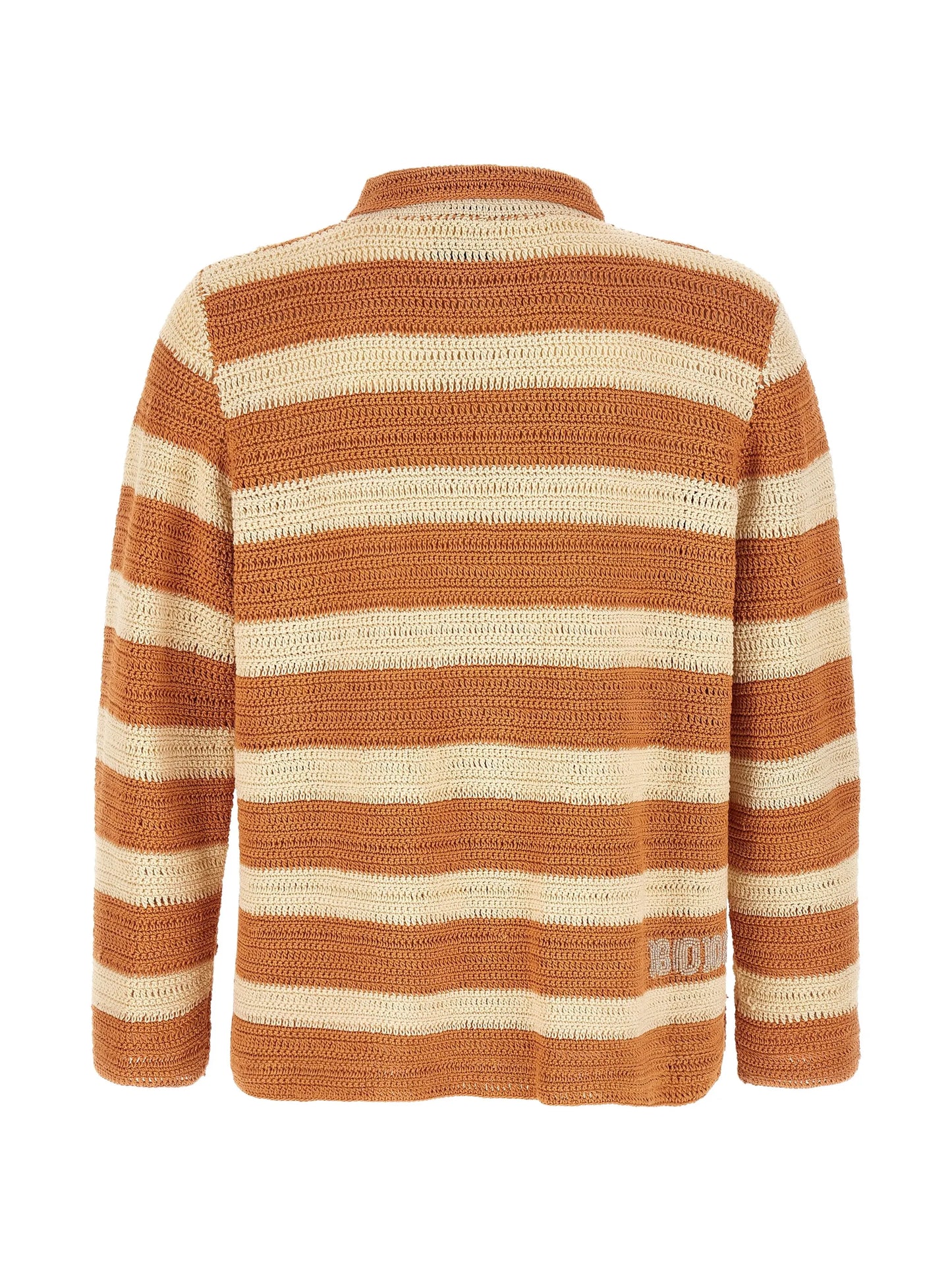 Sherbet crochet-knit striped shirt