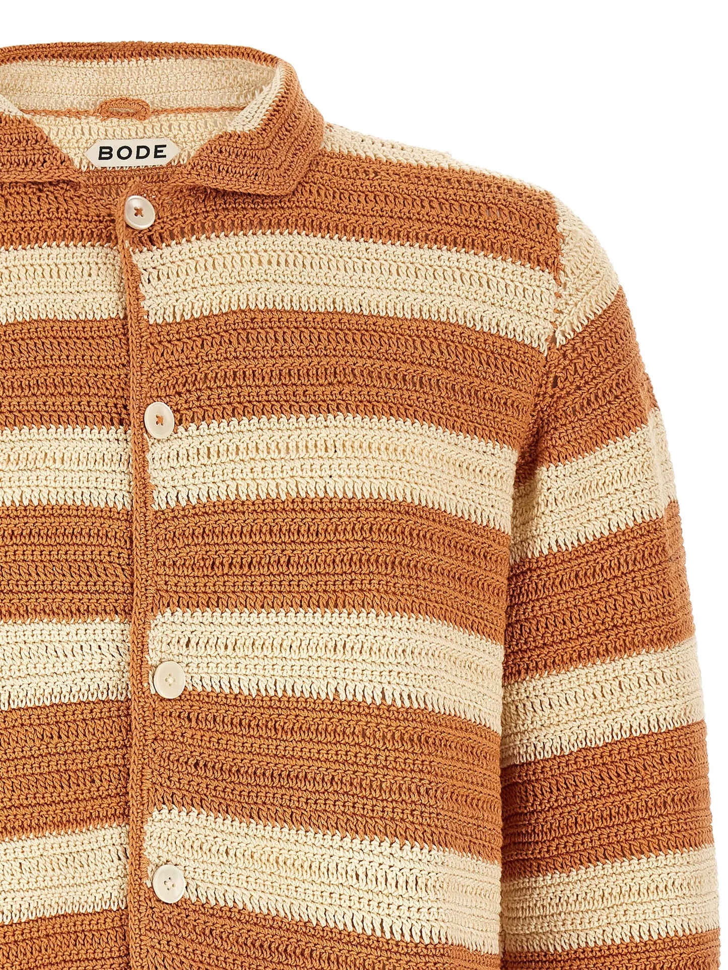 Sherbet crochet-knit striped shirt