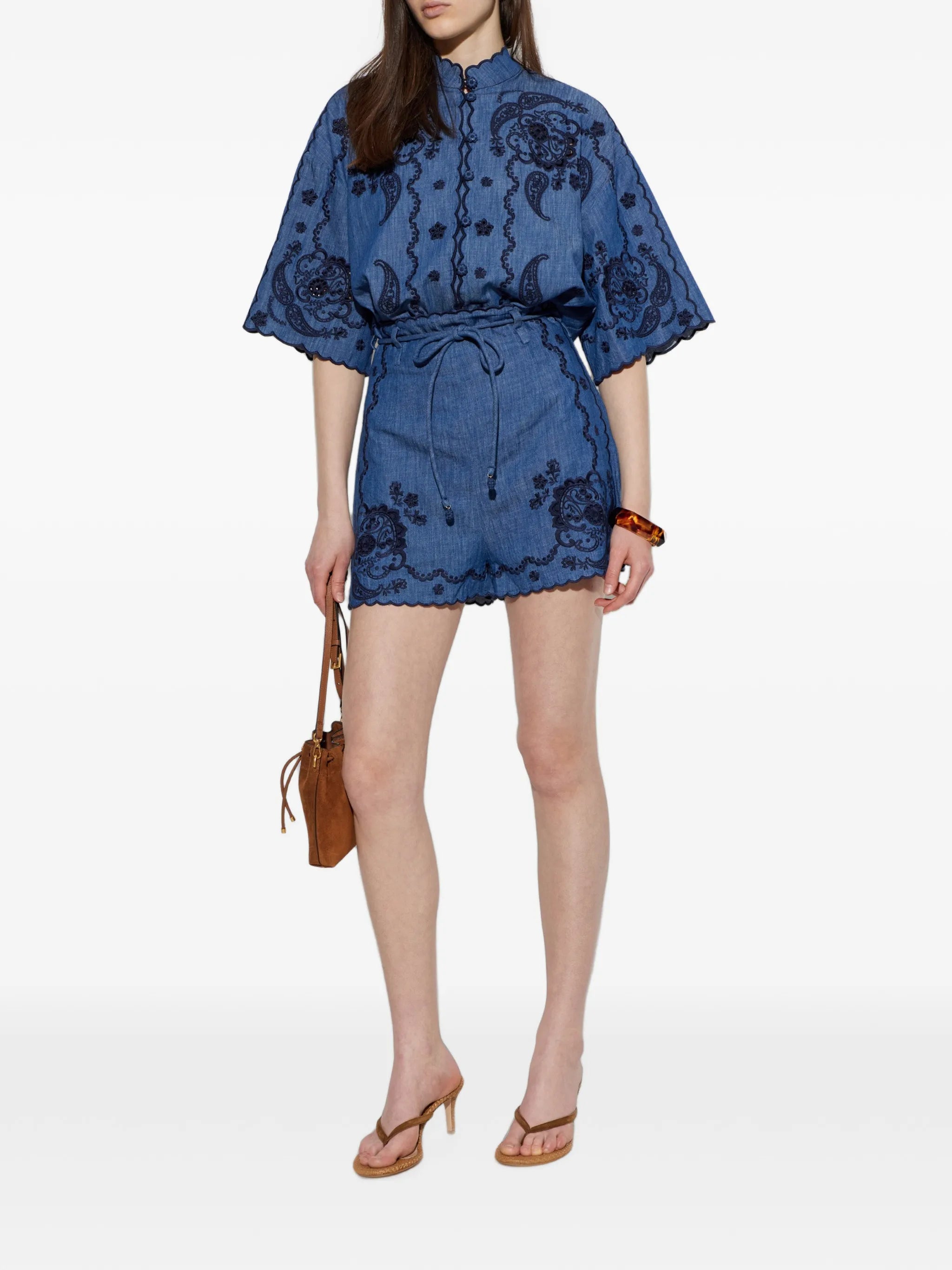 Aster embroidered denim shorts